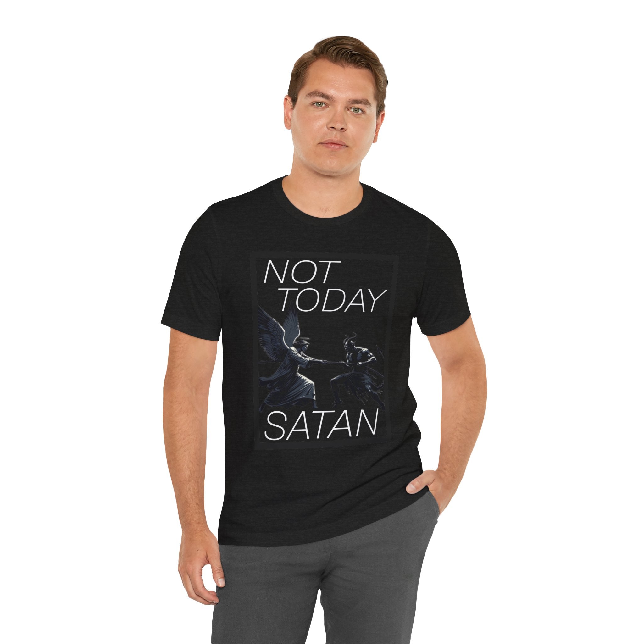 "Not Today Satan" Angel vs Demon Tug Of War Graphic Tee
