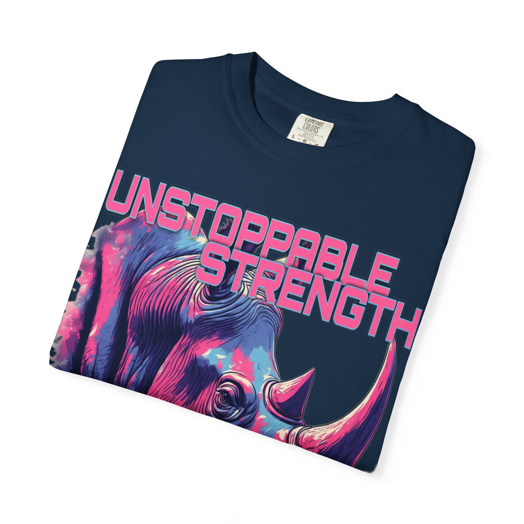 Unstoppable Strength Rhino T-Shirt — Bold Neon