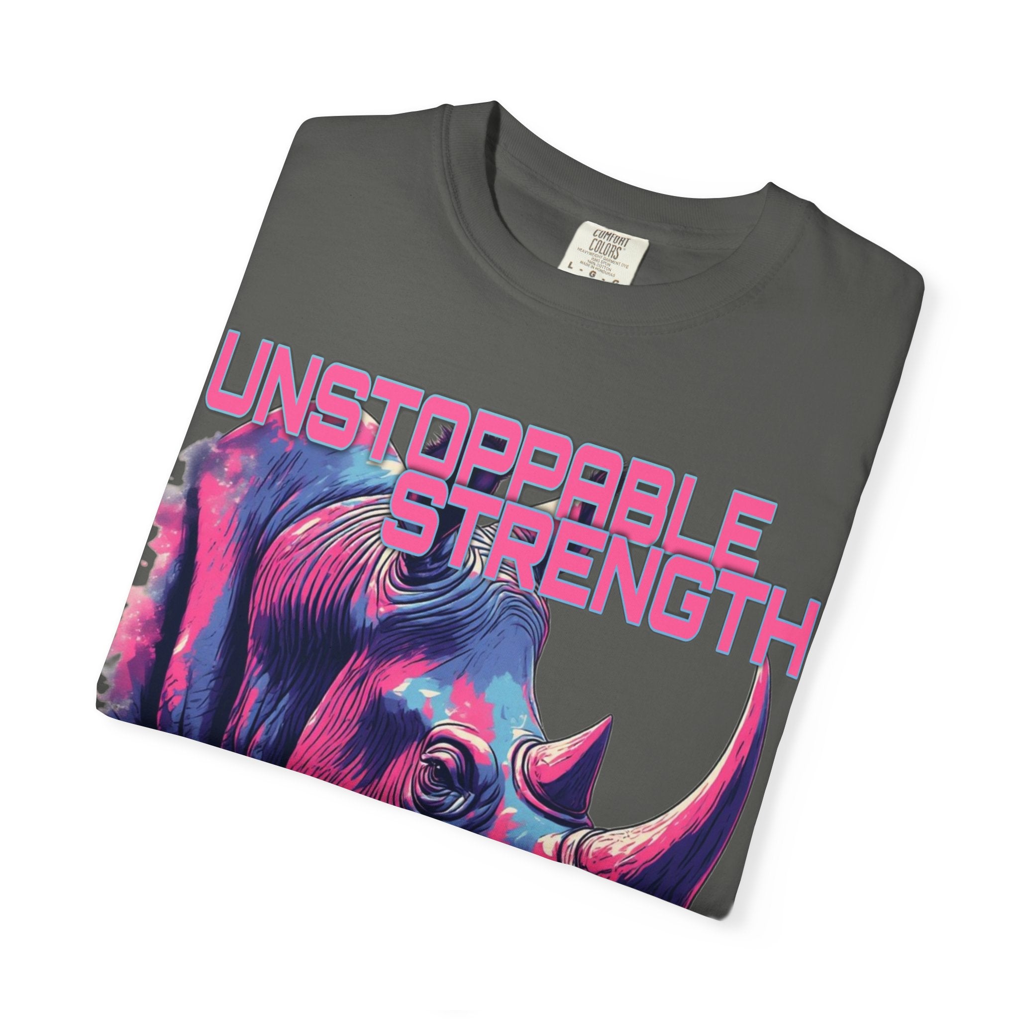 Unstoppable Strength Rhino T-Shirt — Bold Neon