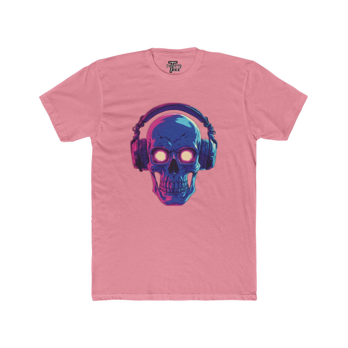 "Music Till Death" V1 Neon Skull with Headphones Graphic Tee