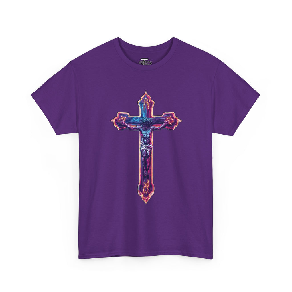 "Self Sacrifice" Neon Christian Cross Graphic Tee