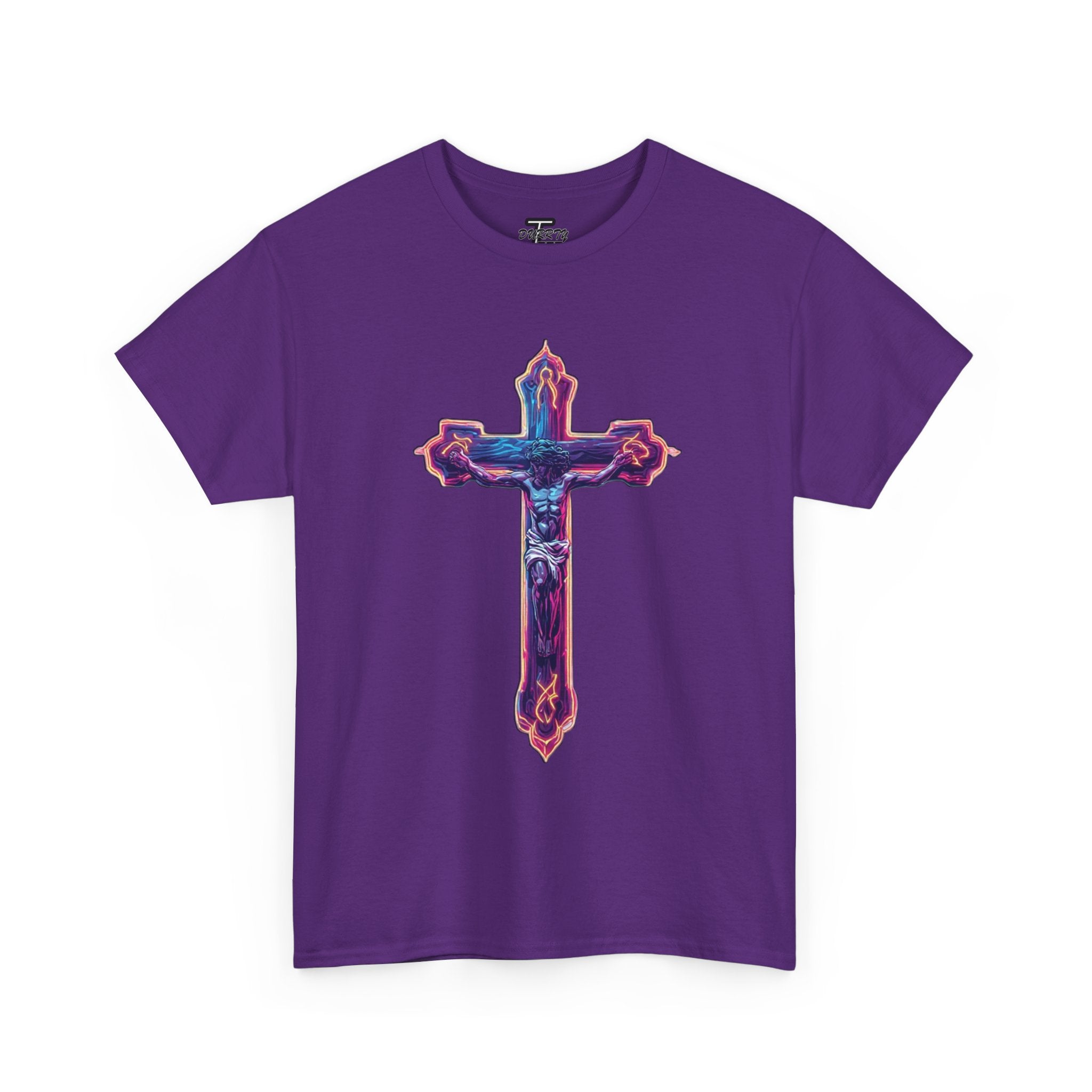 "Self Sacrifice" Neon Christian Cross Graphic Tee