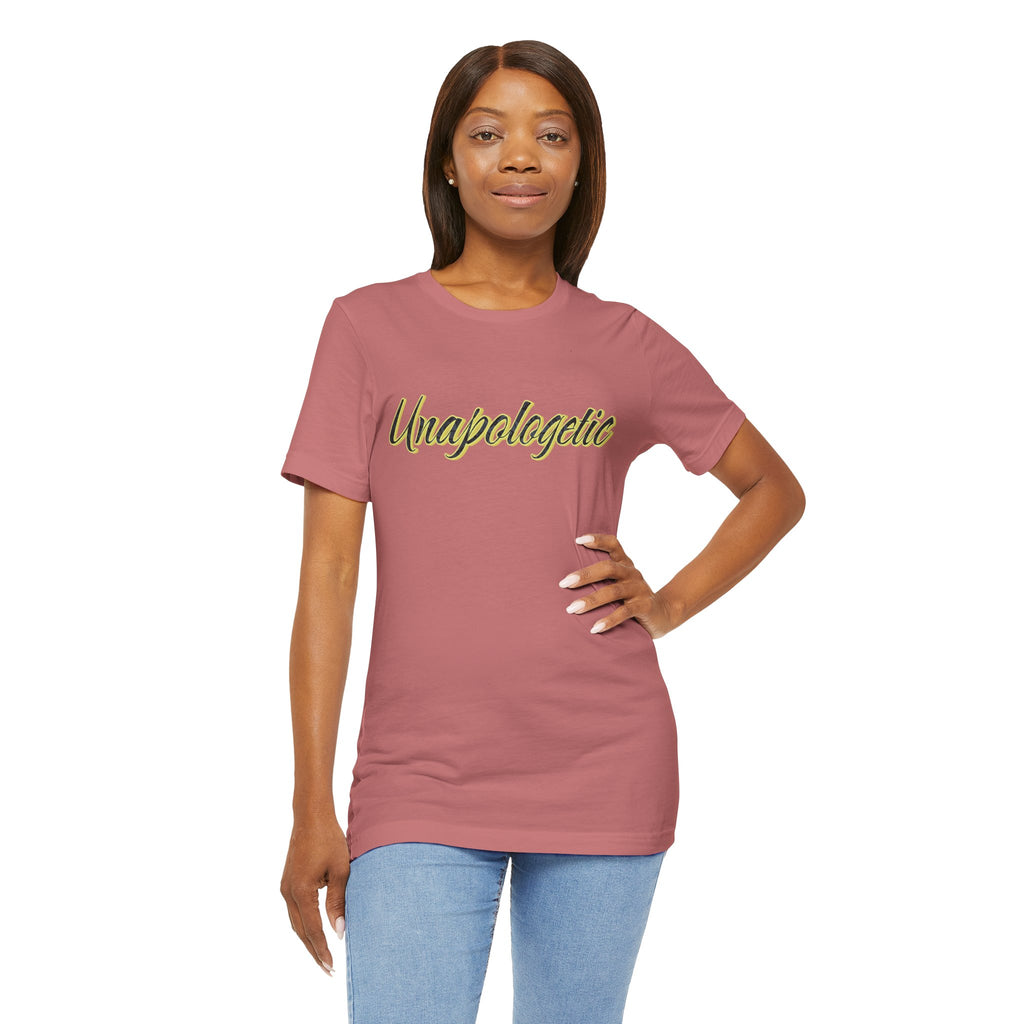 "Unapologetic" Bold Gold Lettering Graphic Tee