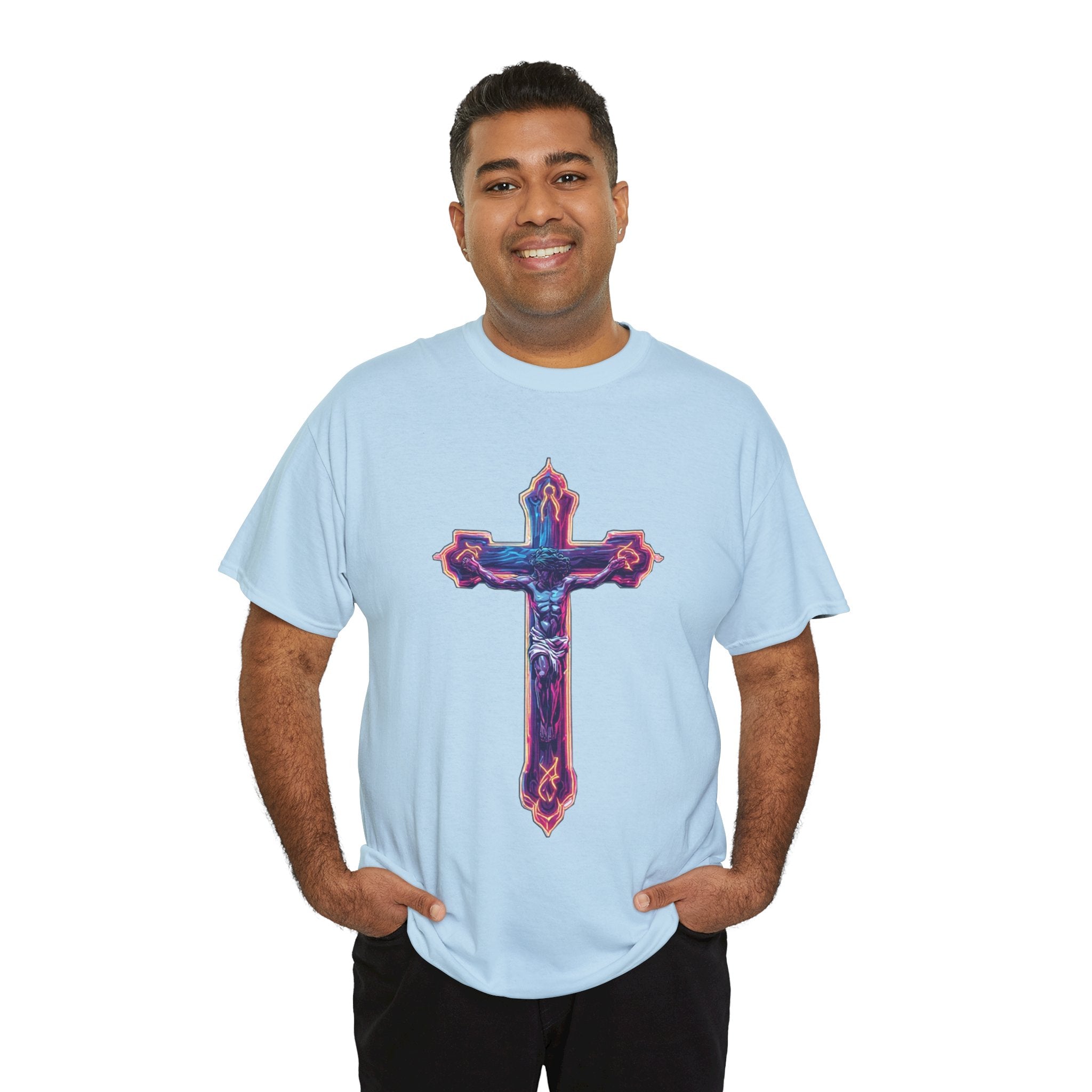 "Self Sacrifice" Neon Christian Cross Graphic Tee