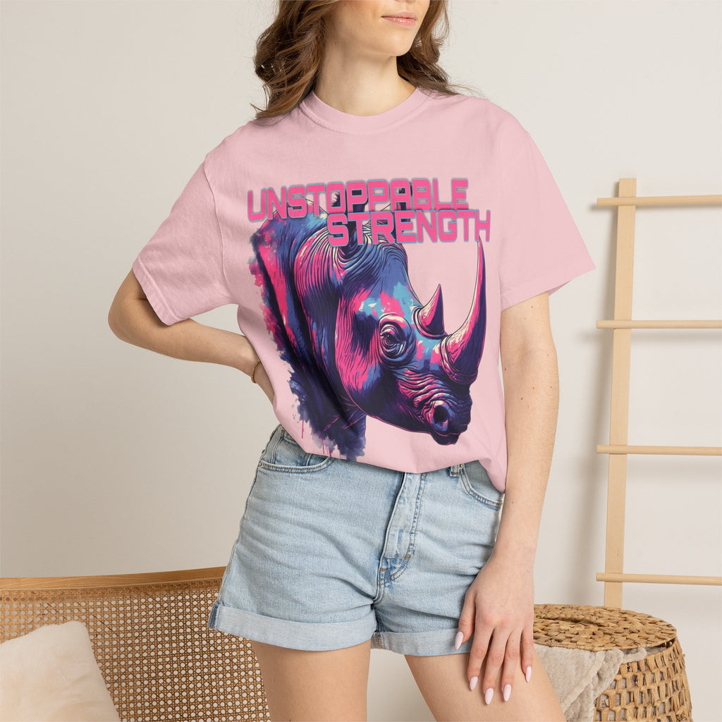 Unstoppable Strength Rhino T-Shirt — Bold Neon