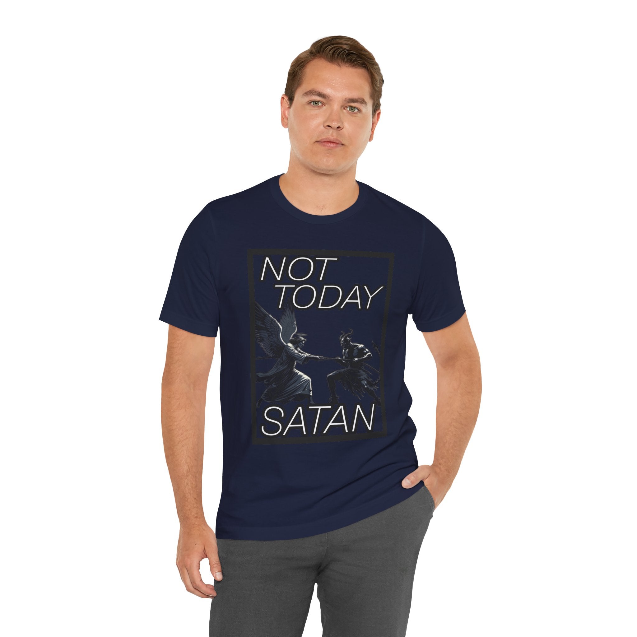 "Not Today Satan" Angel vs Demon Tug Of War Graphic Tee