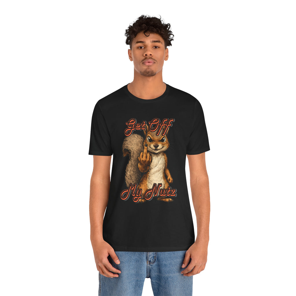 "Get Off My Nutz" Funny Middle Finger Squirrel Graphic Tee