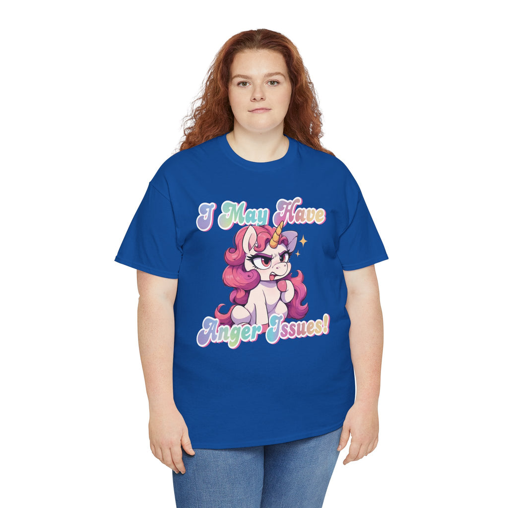 "I May Have Anger Issues" Cute Angry Unicorn Pastel Graphic Tee