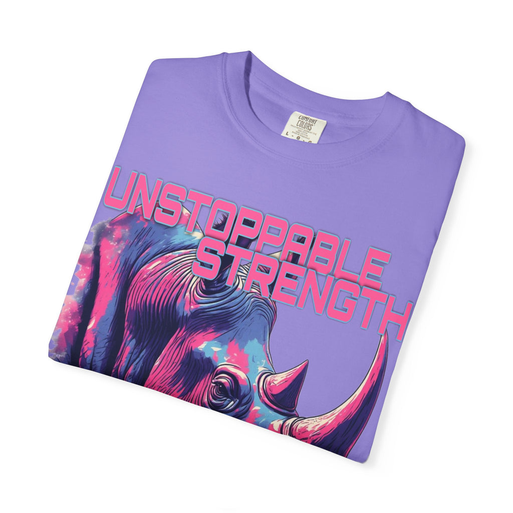 Unstoppable Strength Rhino T-Shirt — Bold Neon