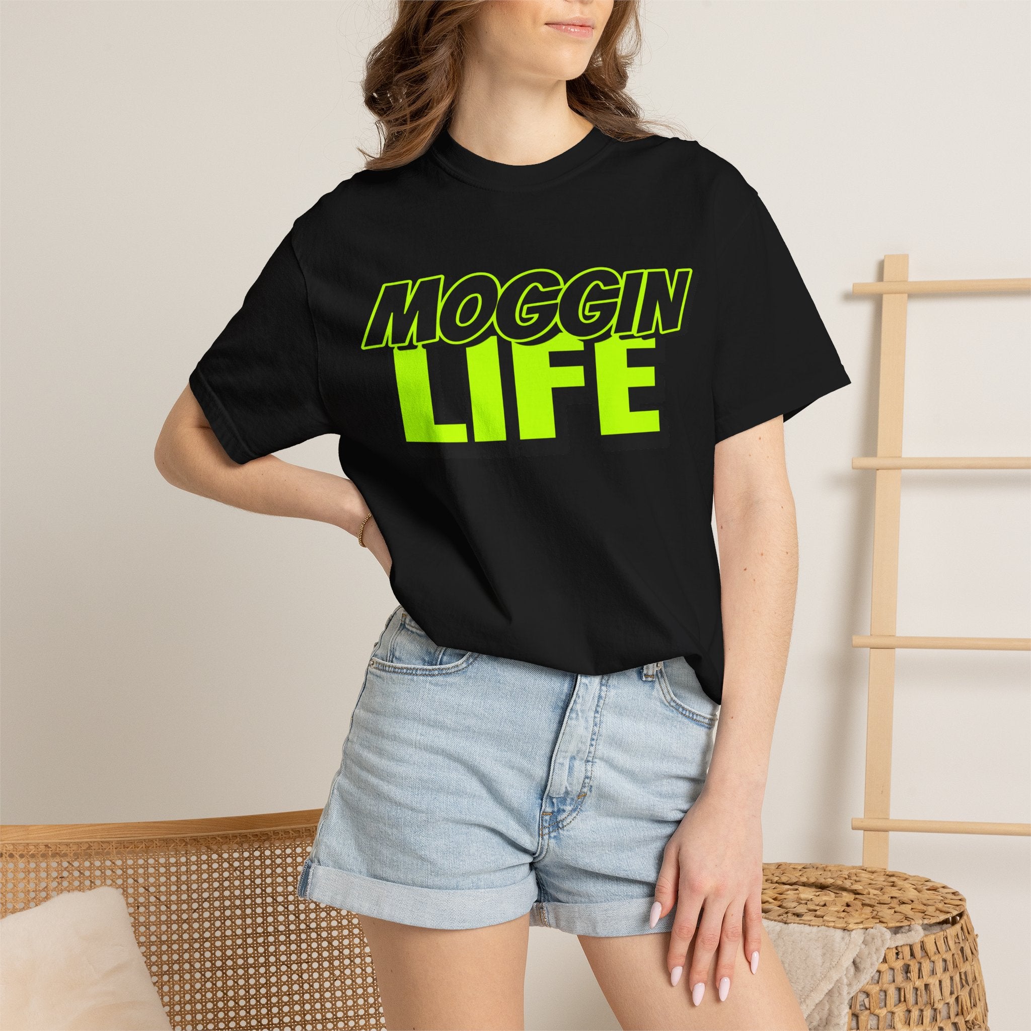 "Moggin Life" — Bold Neon Graphic Tee
