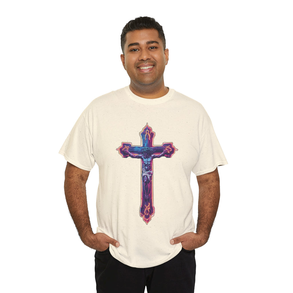 "Self Sacrifice" Neon Christian Cross Graphic Tee