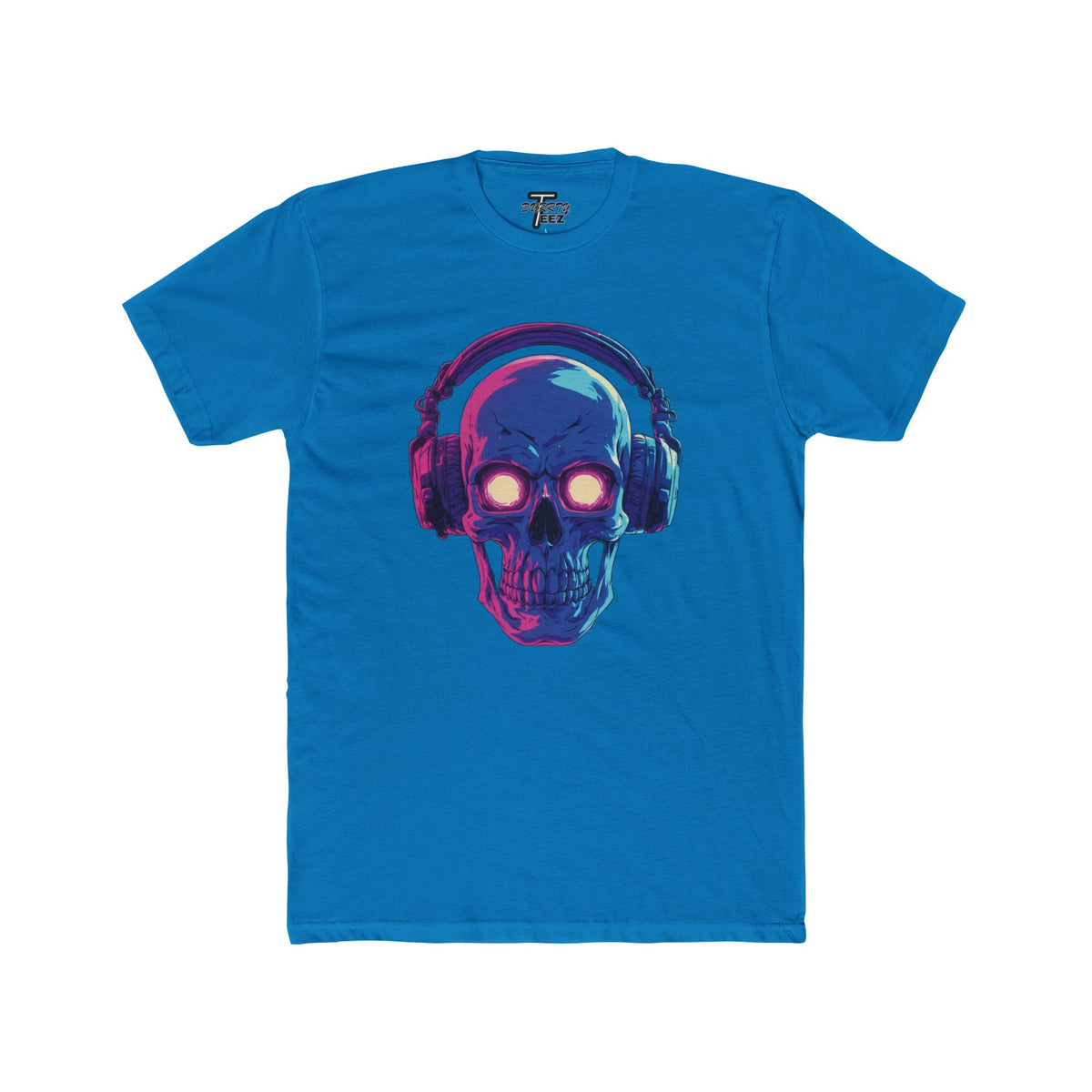 "Music Till Death" V1 Neon Skull with Headphones Graphic Tee