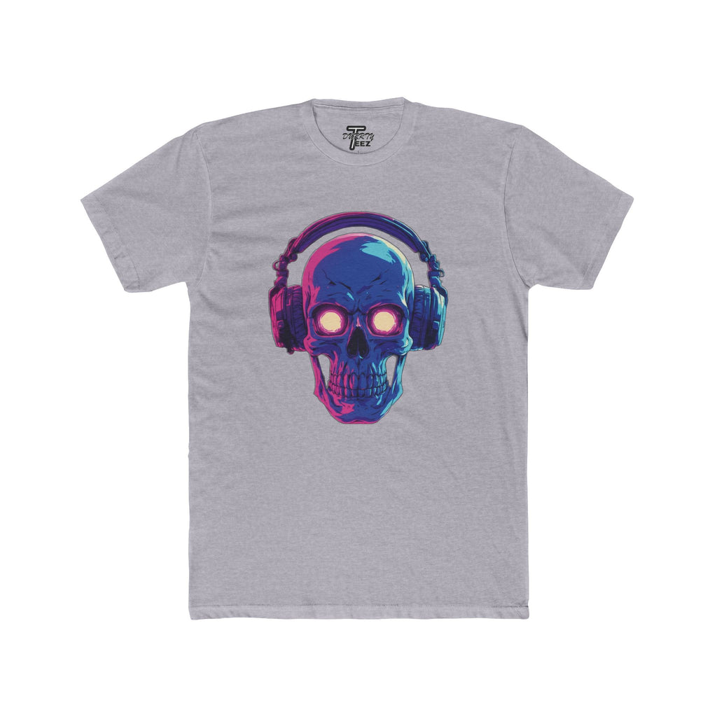 "Music Till Death" V1 Neon Skull with Headphones Graphic Tee
