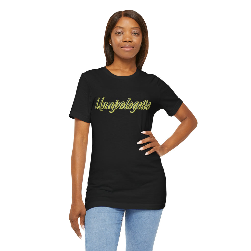"Unapologetic" Bold Gold Lettering Graphic Tee