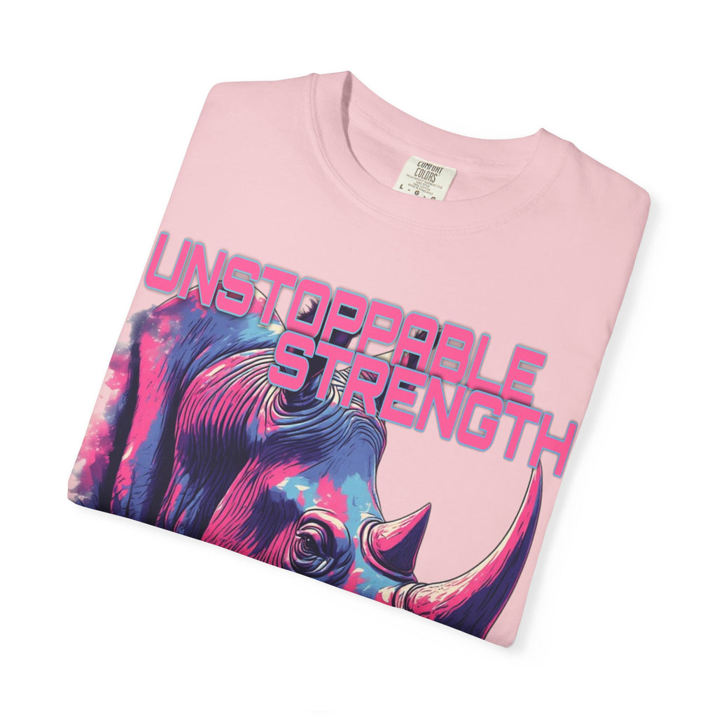 Unstoppable Strength Rhino T-Shirt — Bold Neon