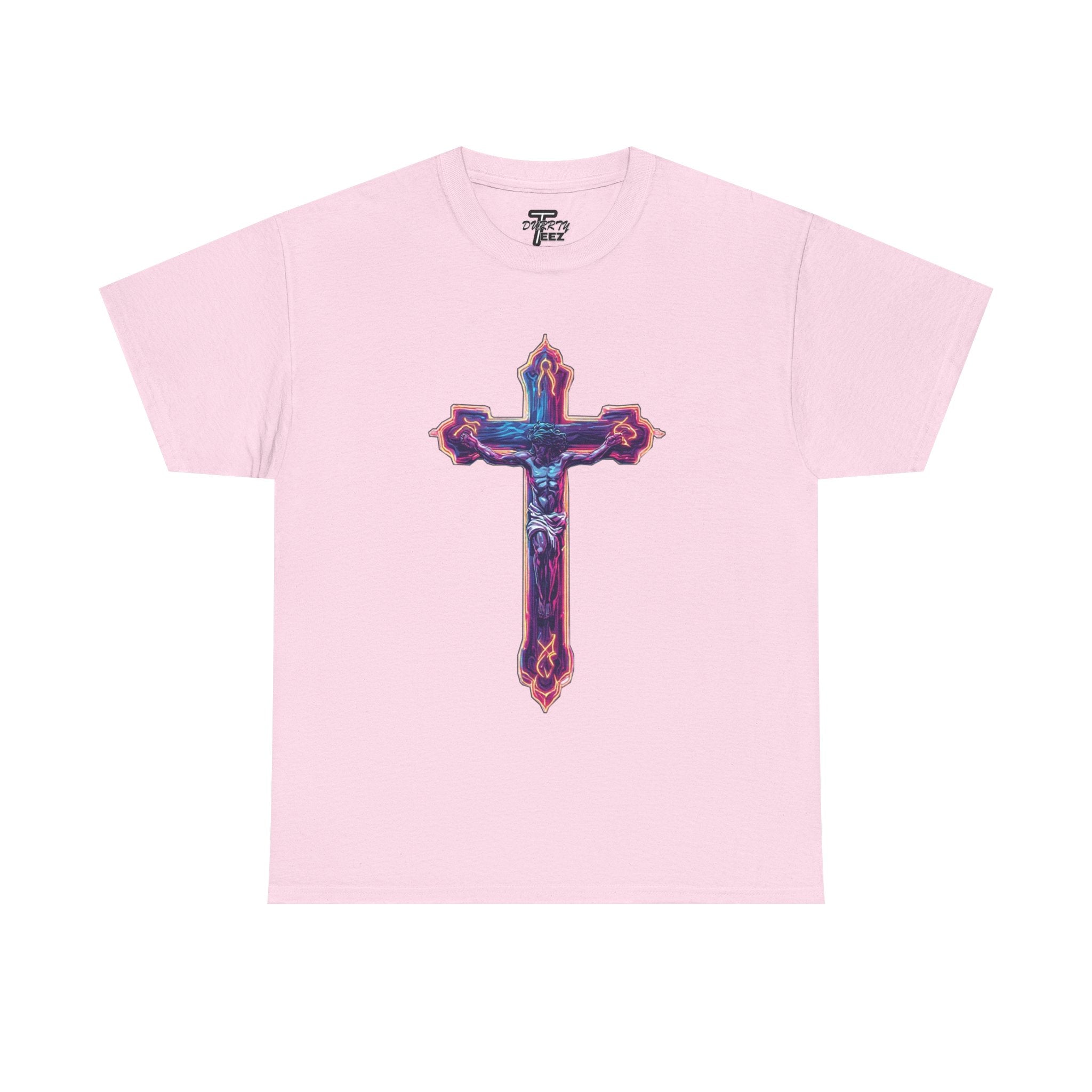 "Self Sacrifice" Neon Christian Cross Graphic Tee