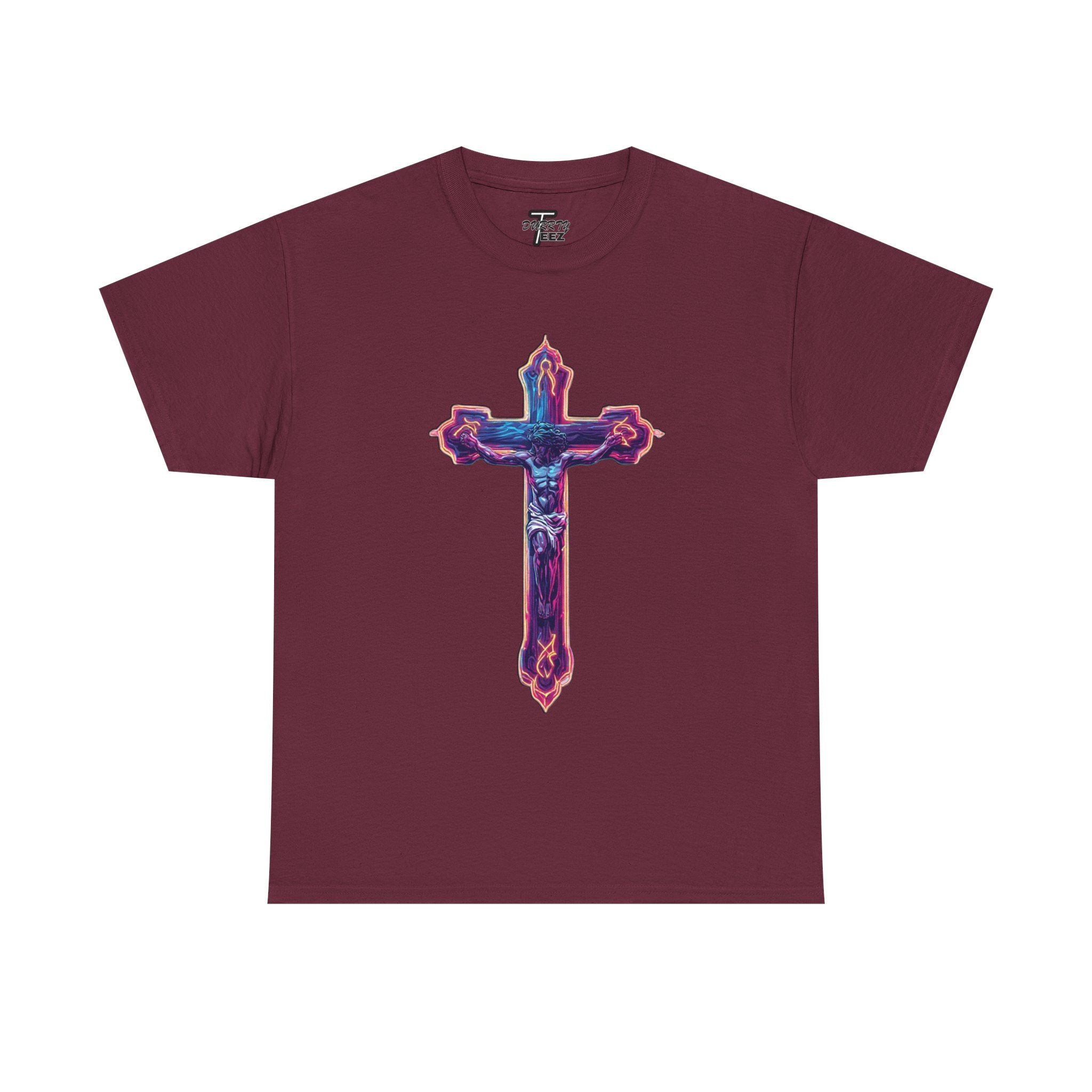 "Self Sacrifice" Neon Christian Cross Graphic Tee