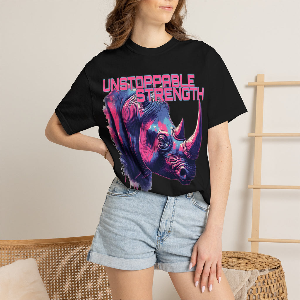 Unstoppable Strength Rhino T-Shirt — Bold Neon
