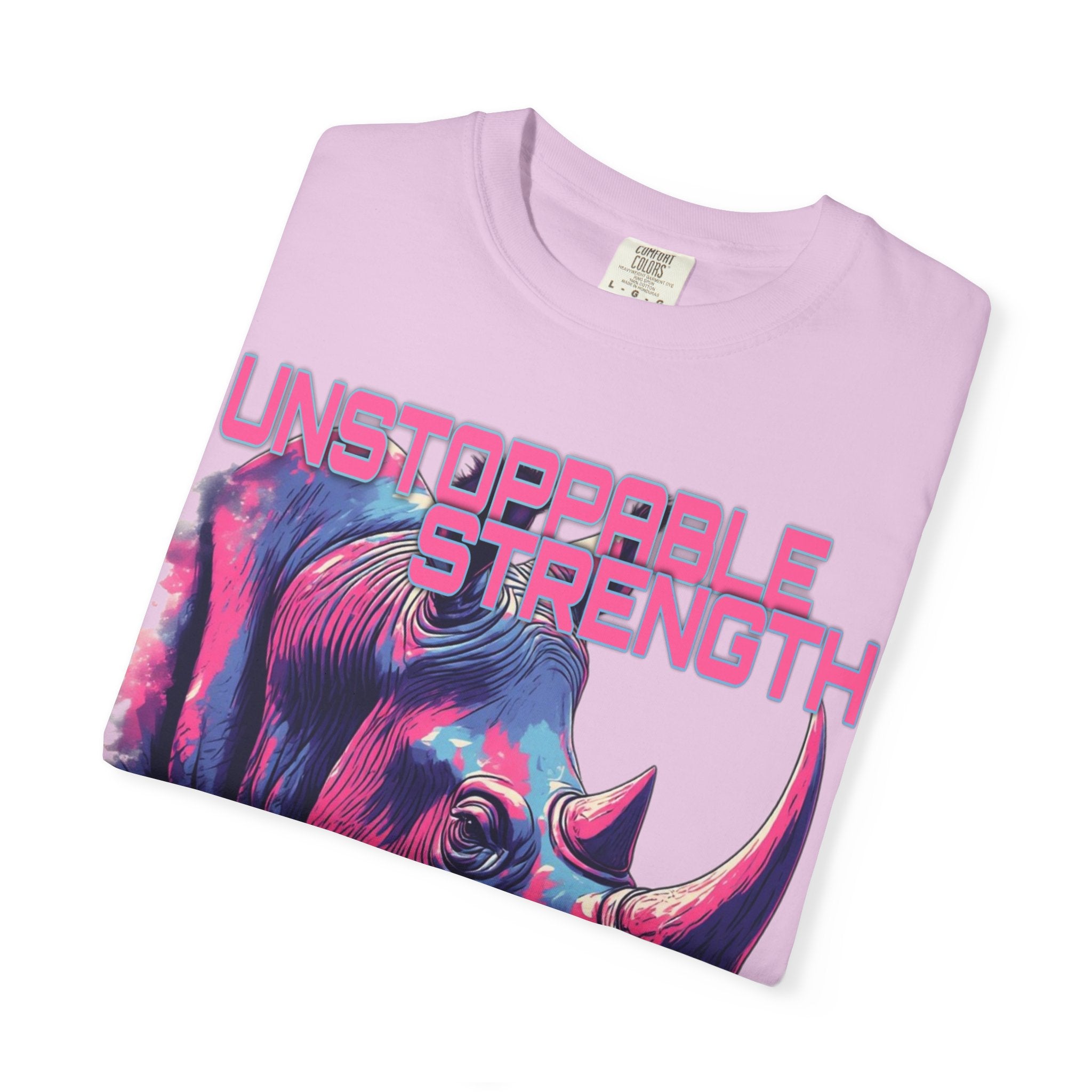 Unstoppable Strength Rhino T-Shirt — Bold Neon