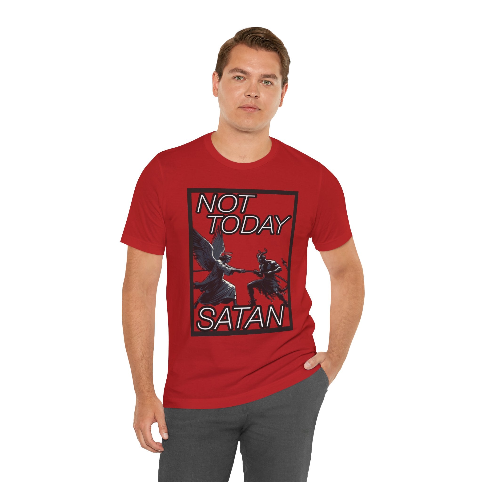 "Not Today Satan" Angel vs Demon Tug Of War Graphic Tee