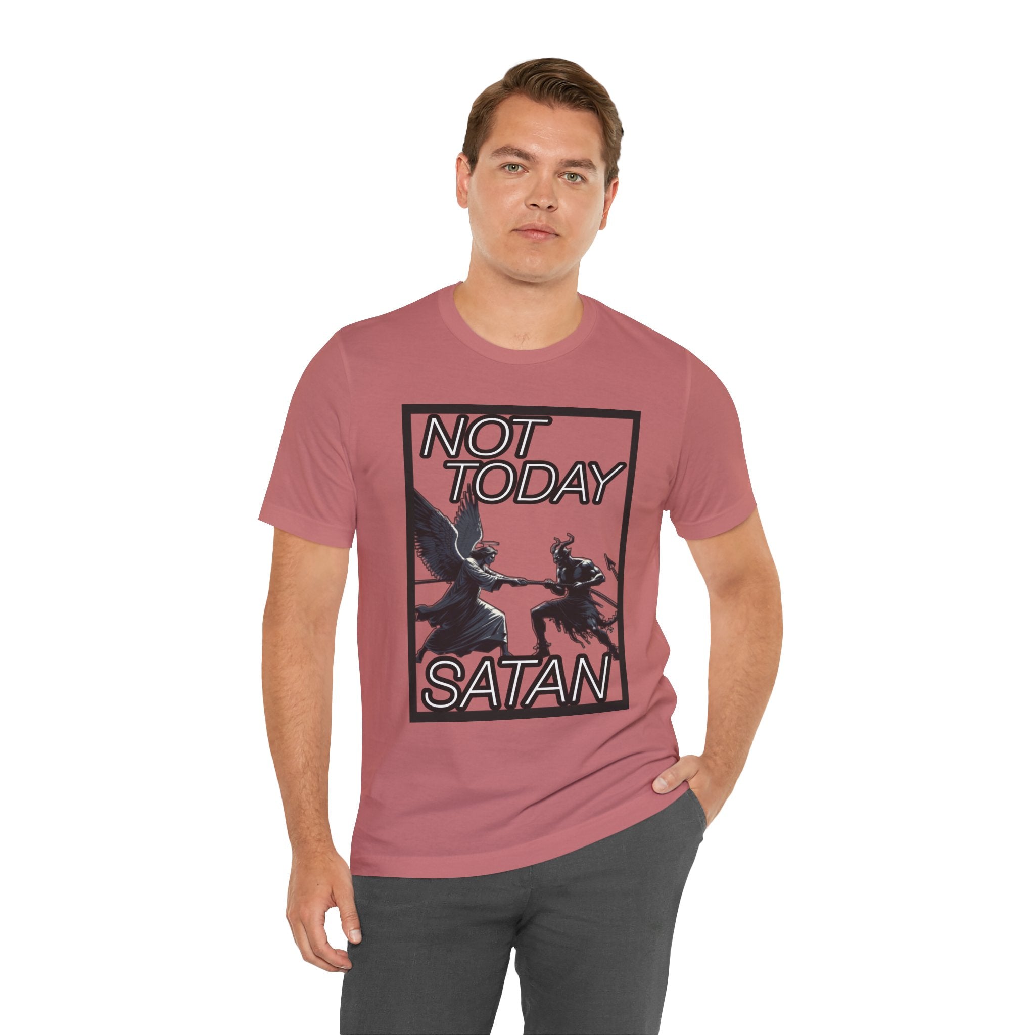 "Not Today Satan" Angel vs Demon Tug Of War Graphic Tee