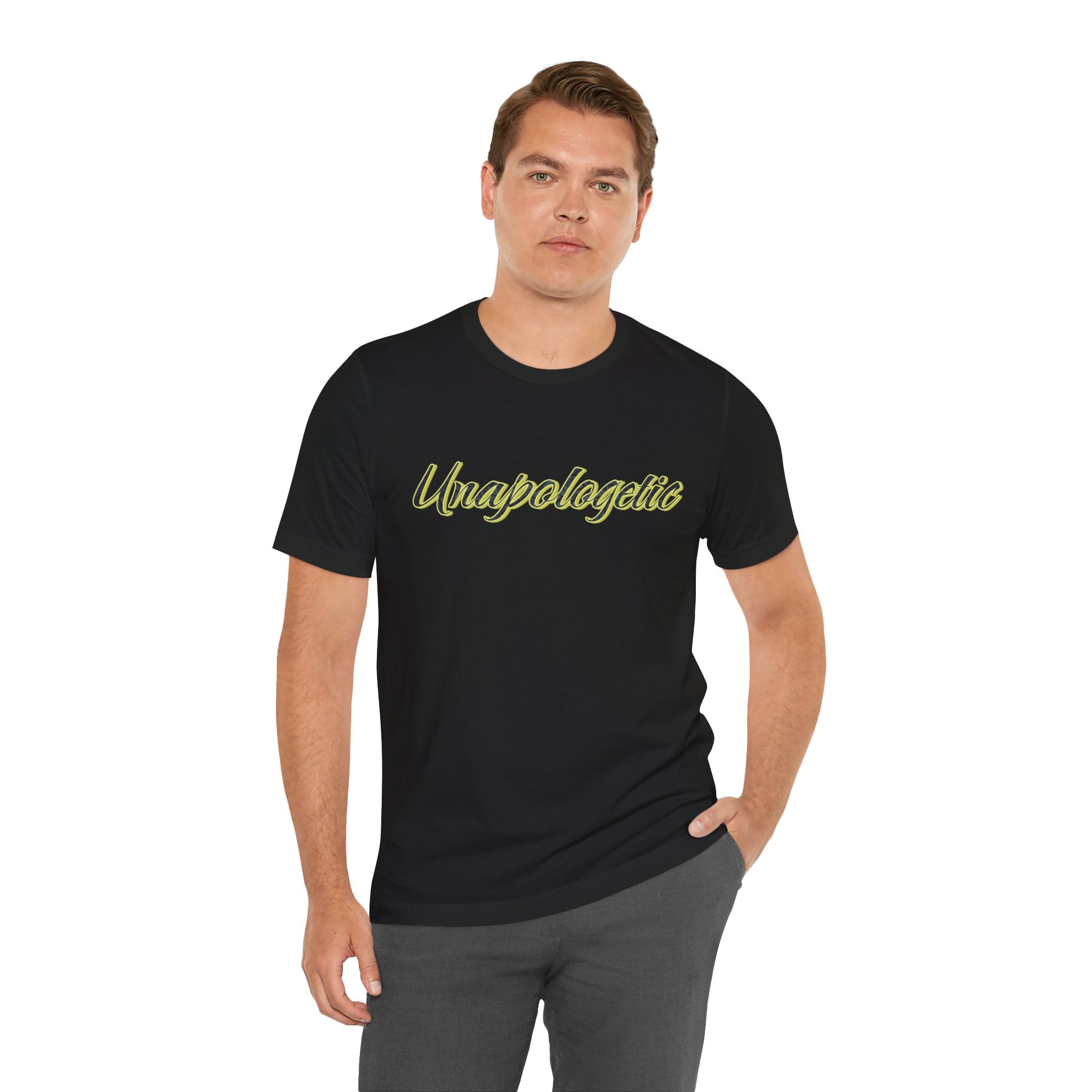 "Unapologetic" Bold Gold Lettering Graphic Tee
