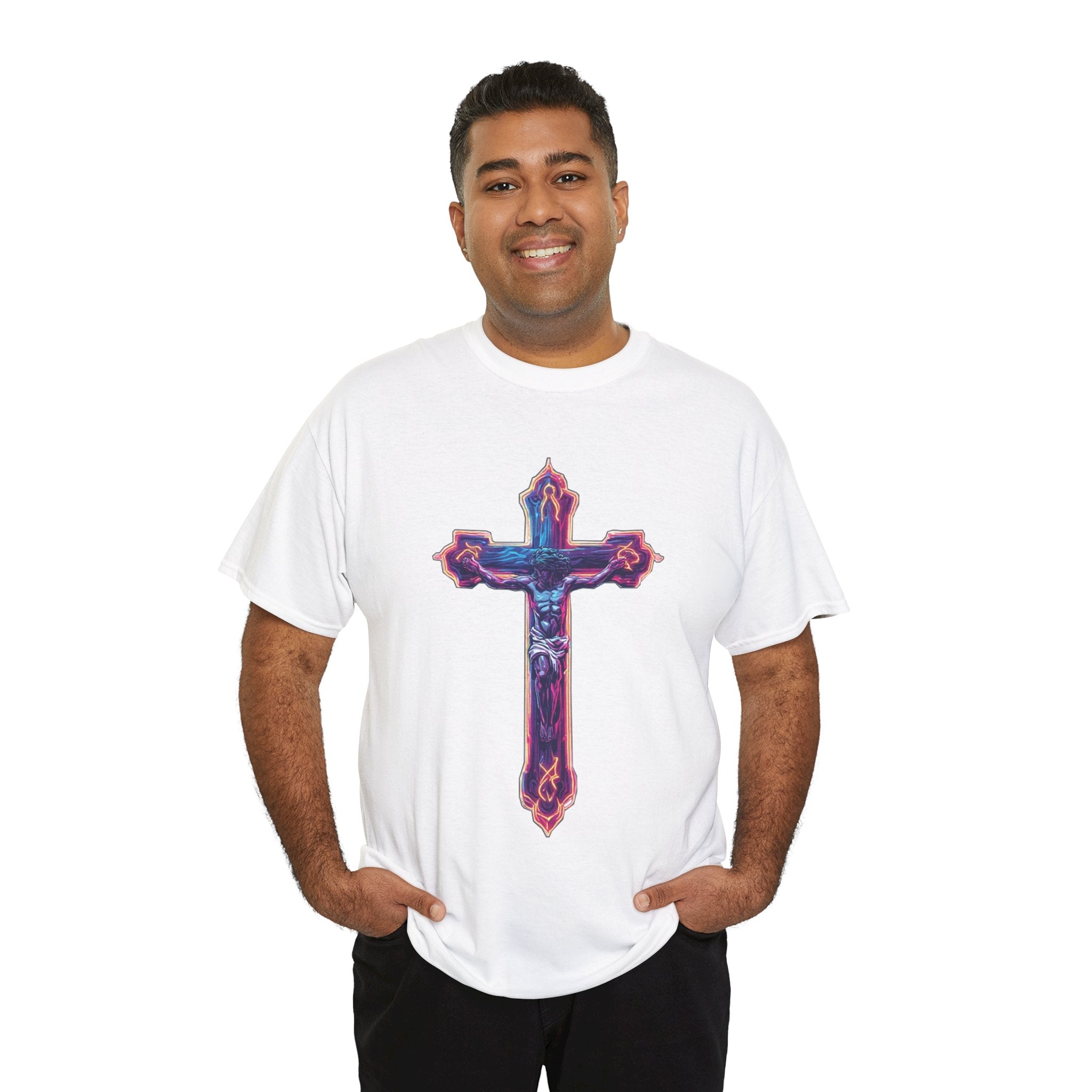 "Self Sacrifice" Neon Christian Cross Graphic Tee