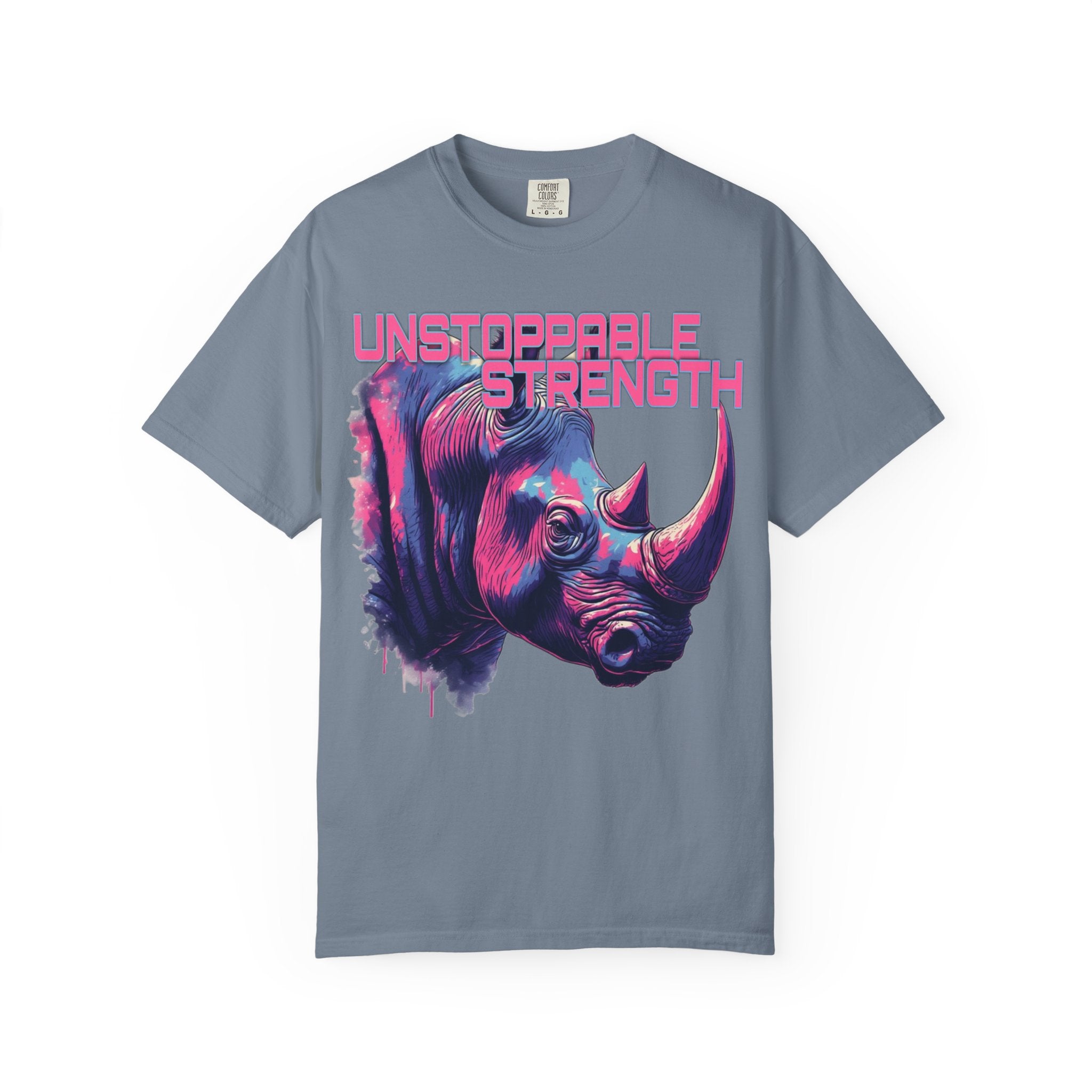 Unstoppable Strength Rhino T-Shirt — Bold Neon