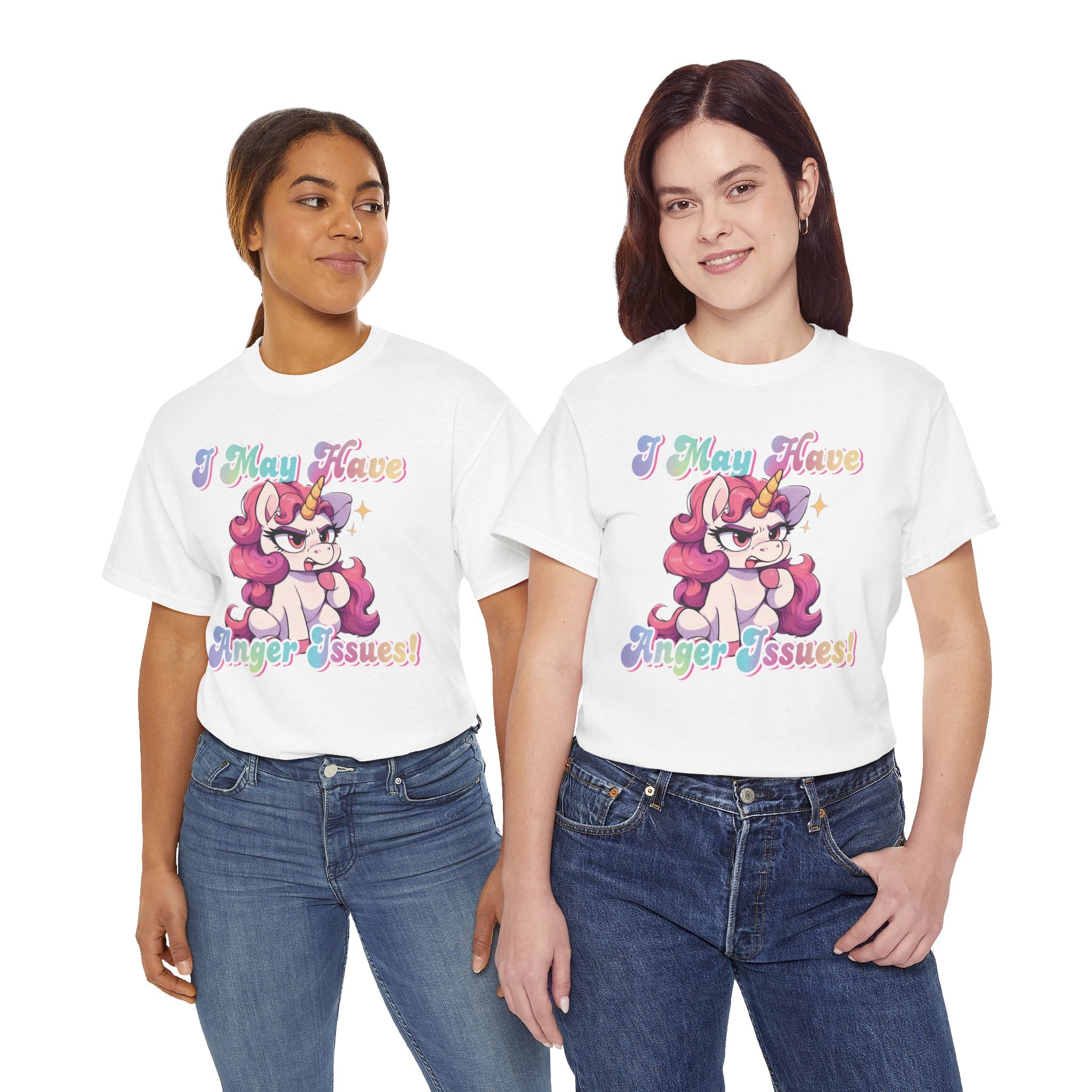 "I May Have Anger Issues" Cute Angry Unicorn Pastel Graphic Tee