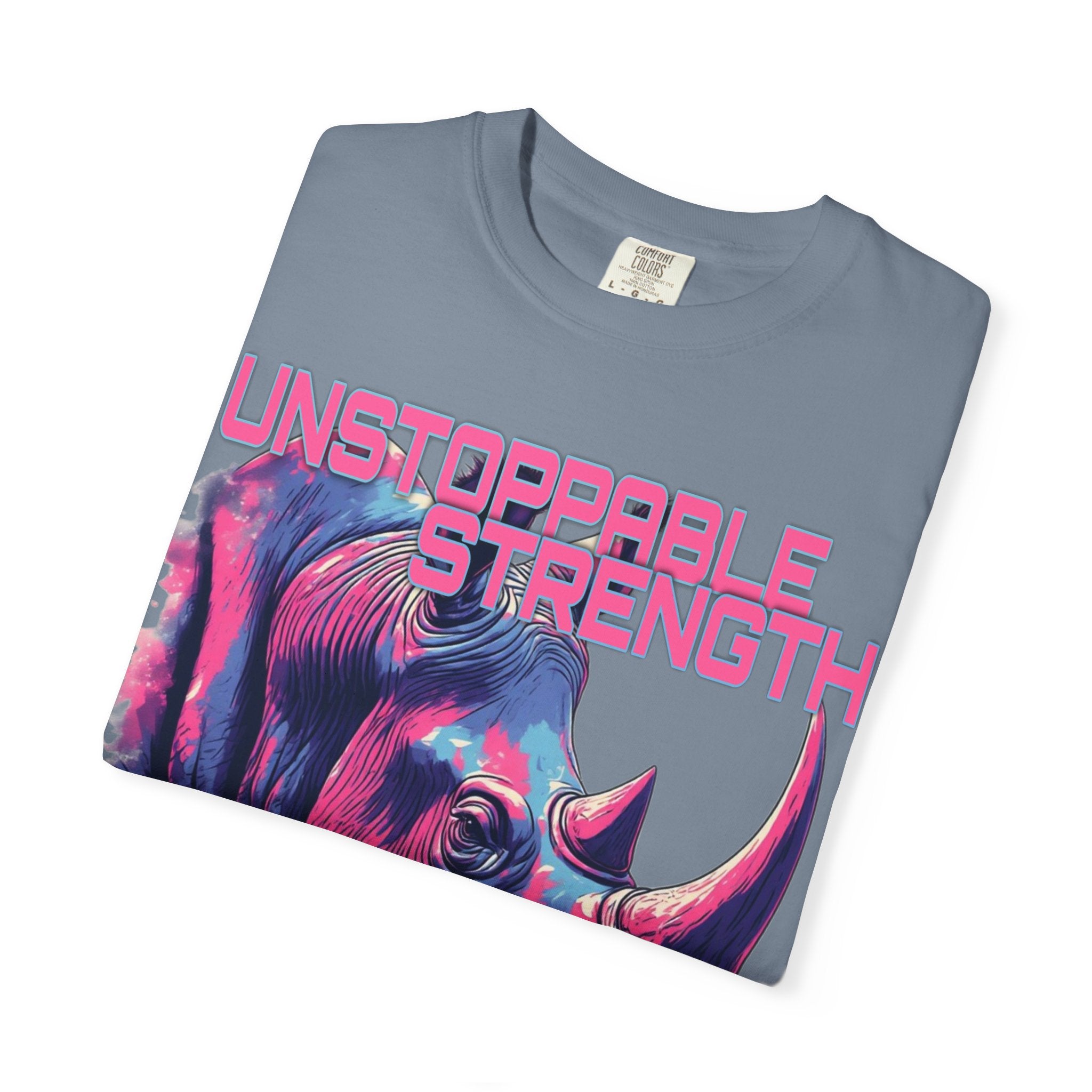 Unstoppable Strength Rhino T-Shirt — Bold Neon