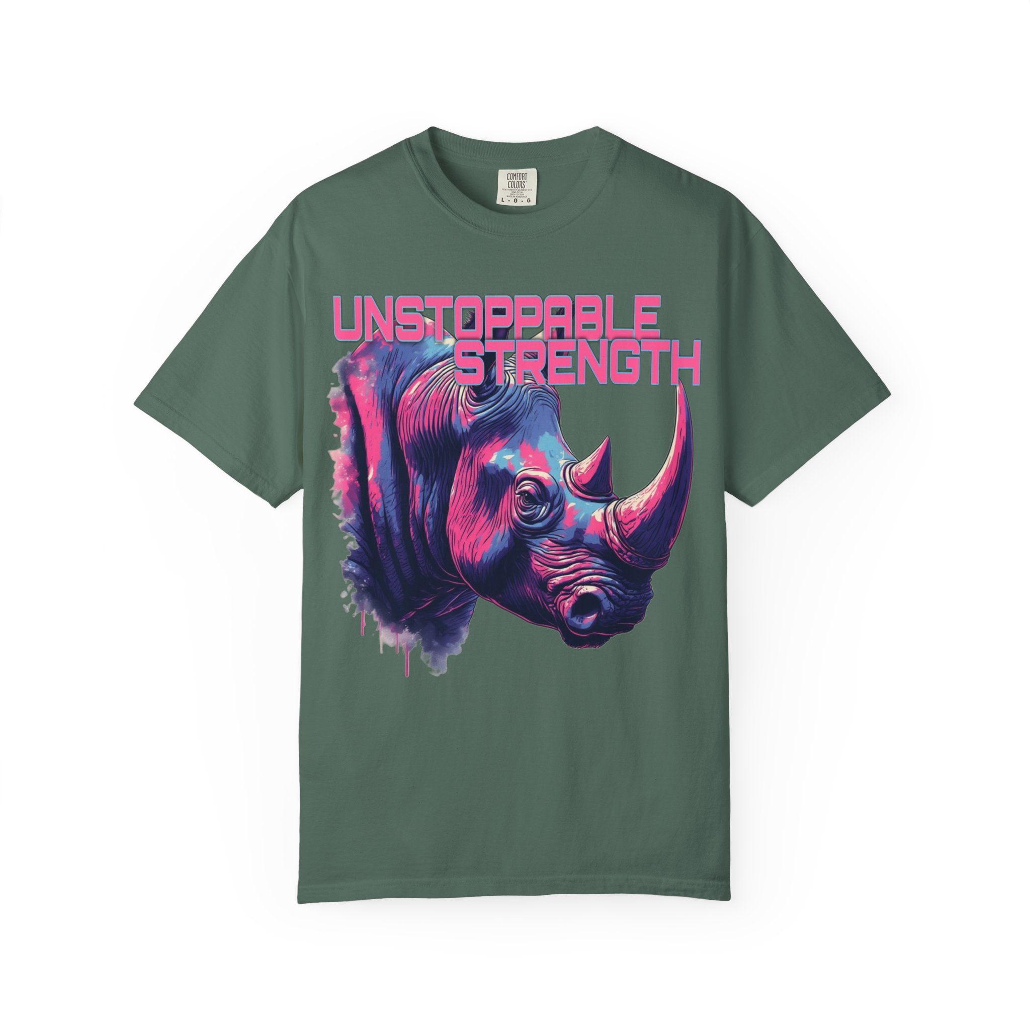 Unstoppable Strength Rhino T-Shirt — Bold Neon