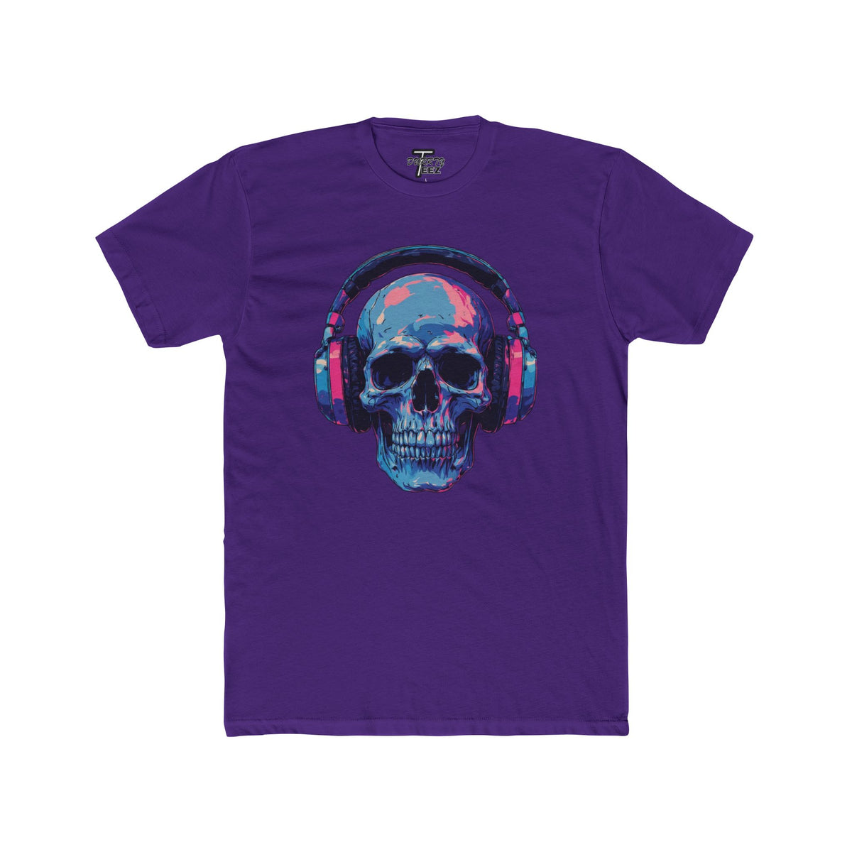 "Music Till Death" V2 Neon Skull with Headphones Graphic Tee