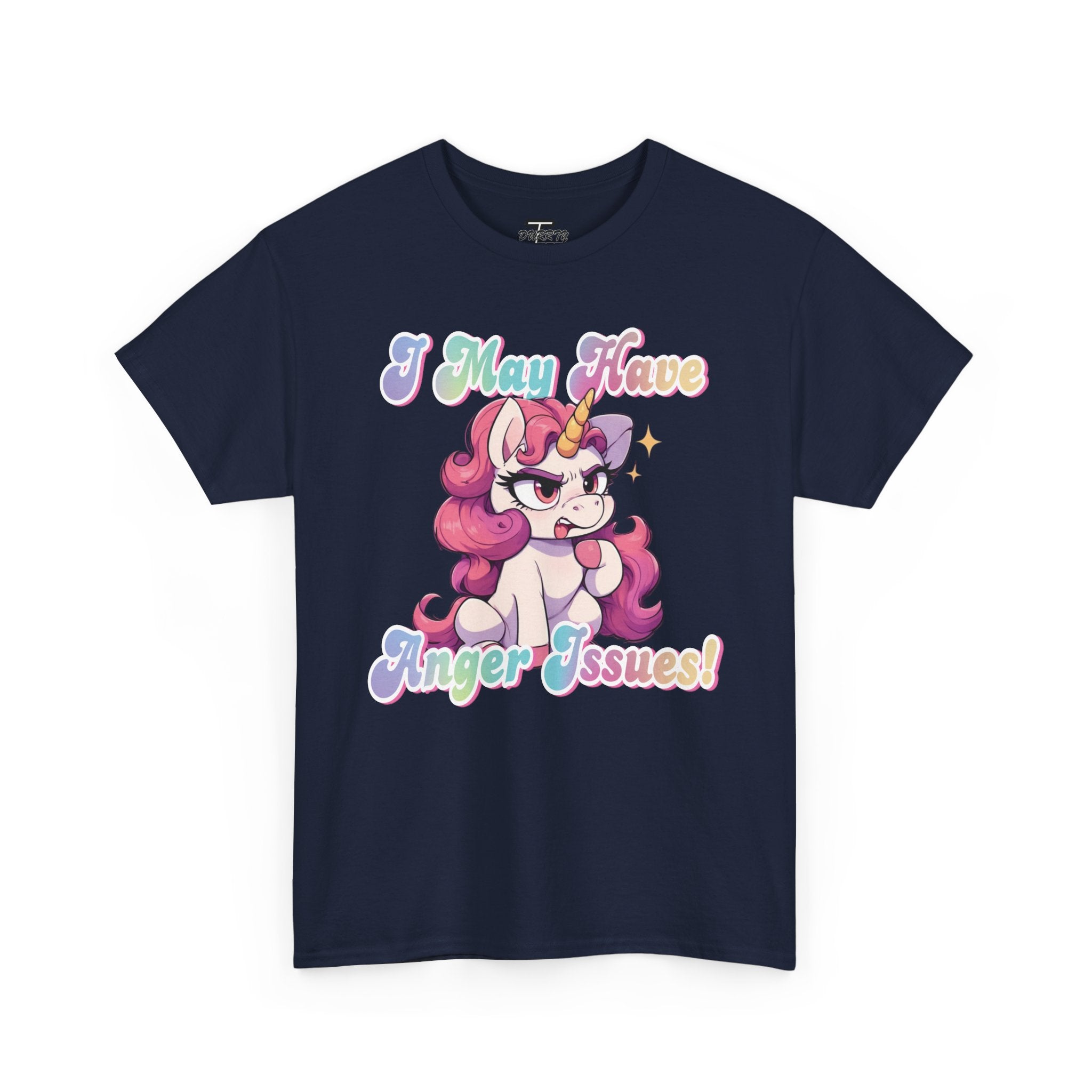 "I May Have Anger Issues" Cute Angry Unicorn Pastel Graphic Tee