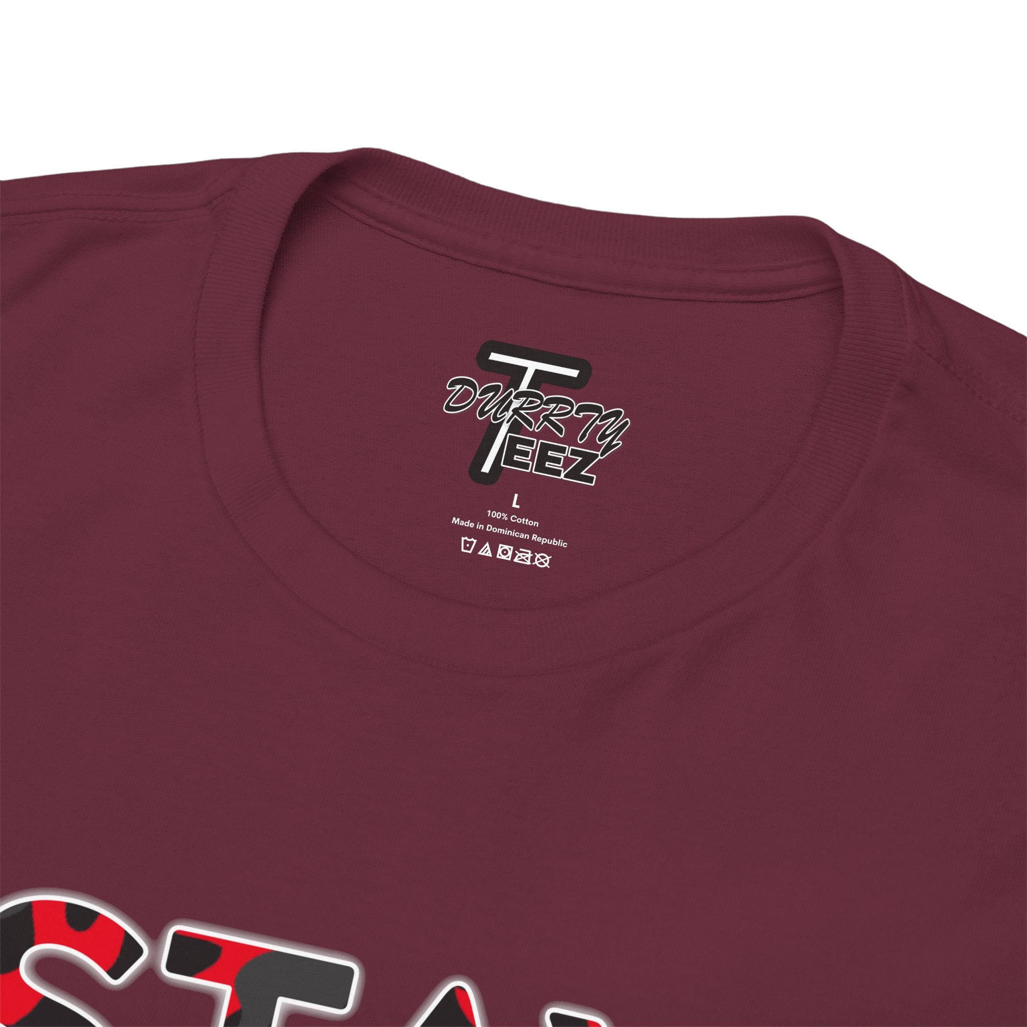 "Stay Based!" Bold Red/Black Camo Graphic Tee