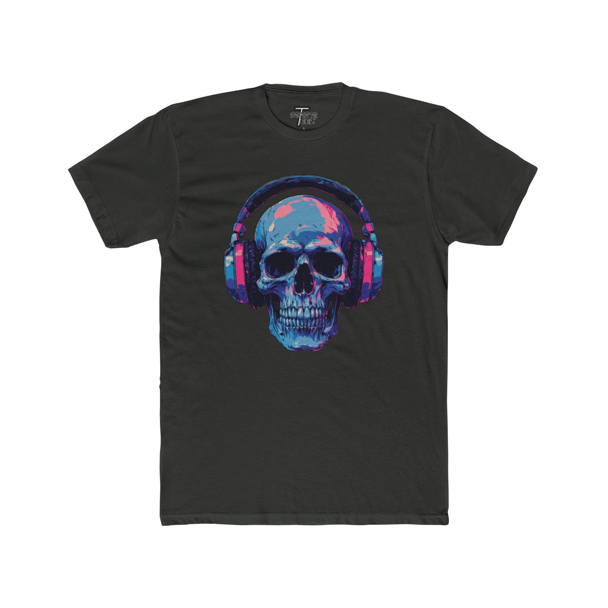"Music Till Death" V2 Neon Skull with Headphones Graphic Tee