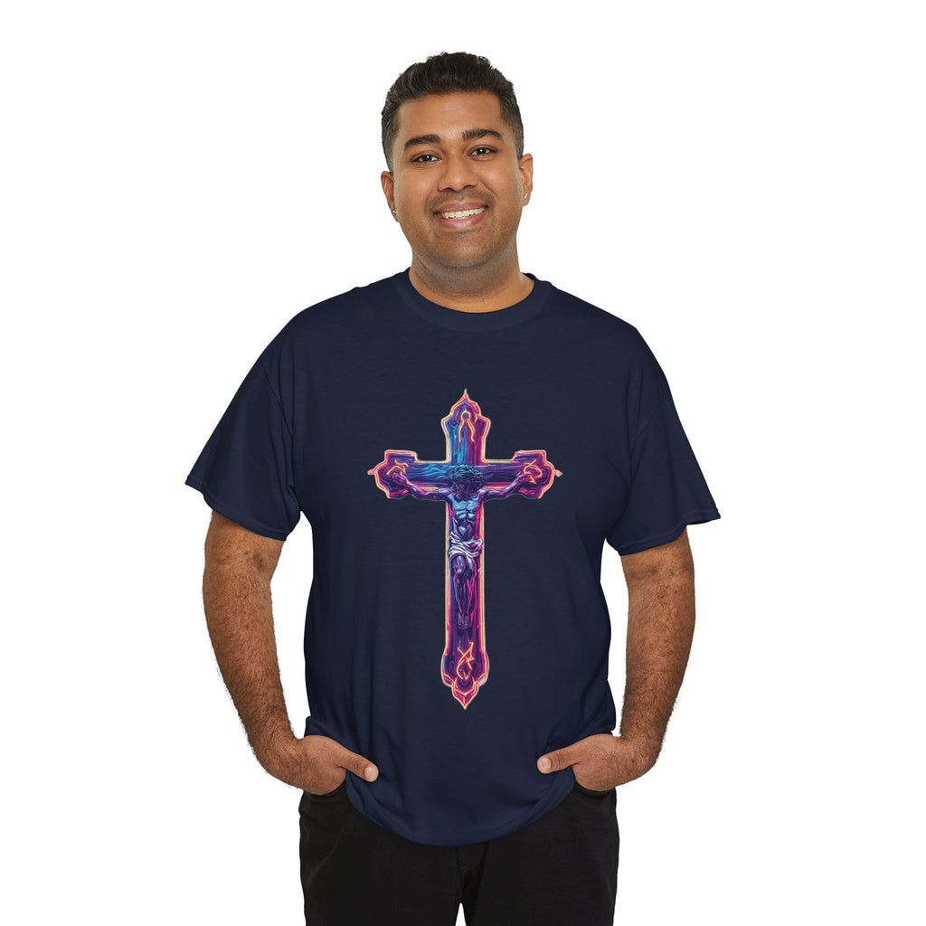 "Self Sacrifice" Neon Christian Cross Graphic Tee