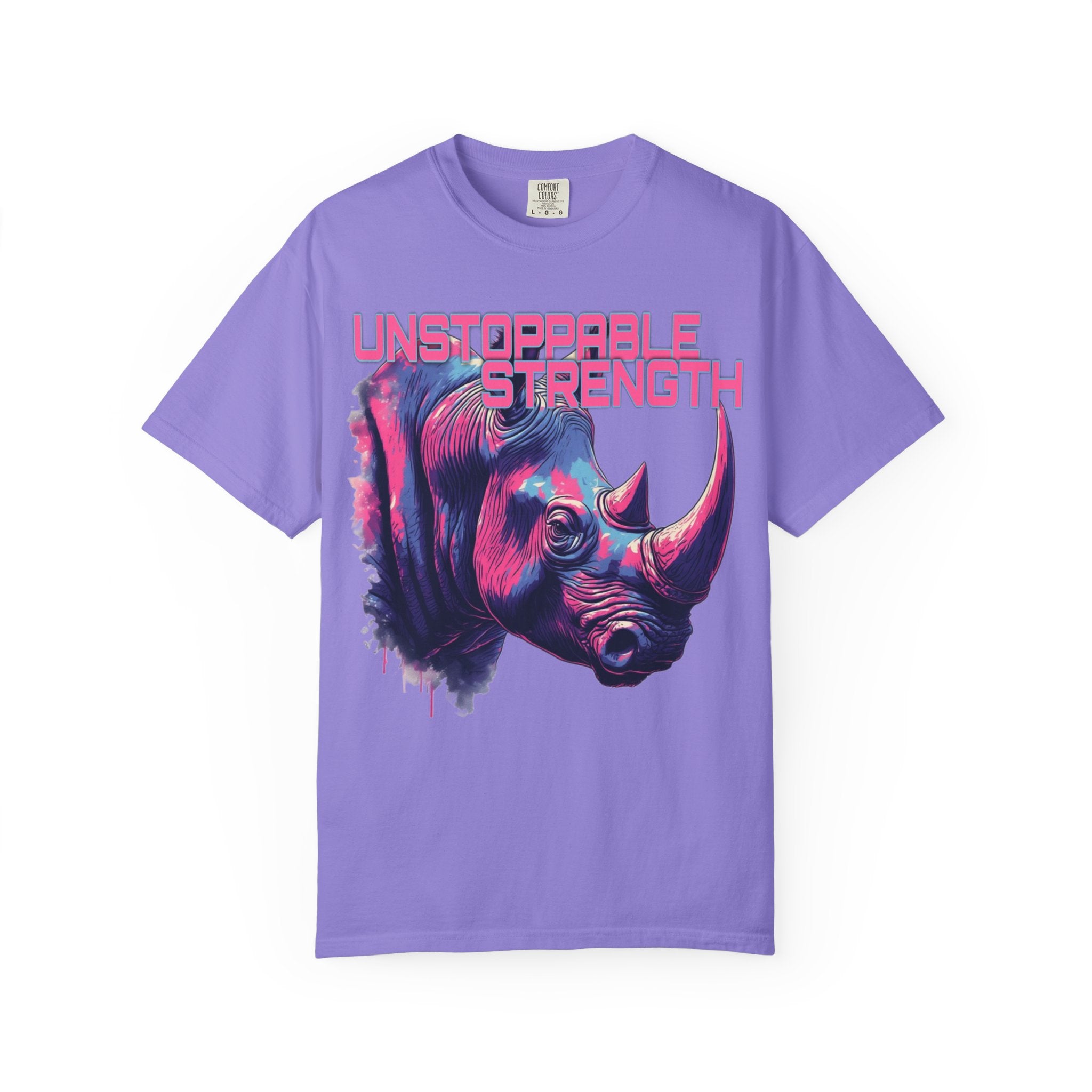 Unstoppable Strength Rhino T-Shirt — Bold Neon