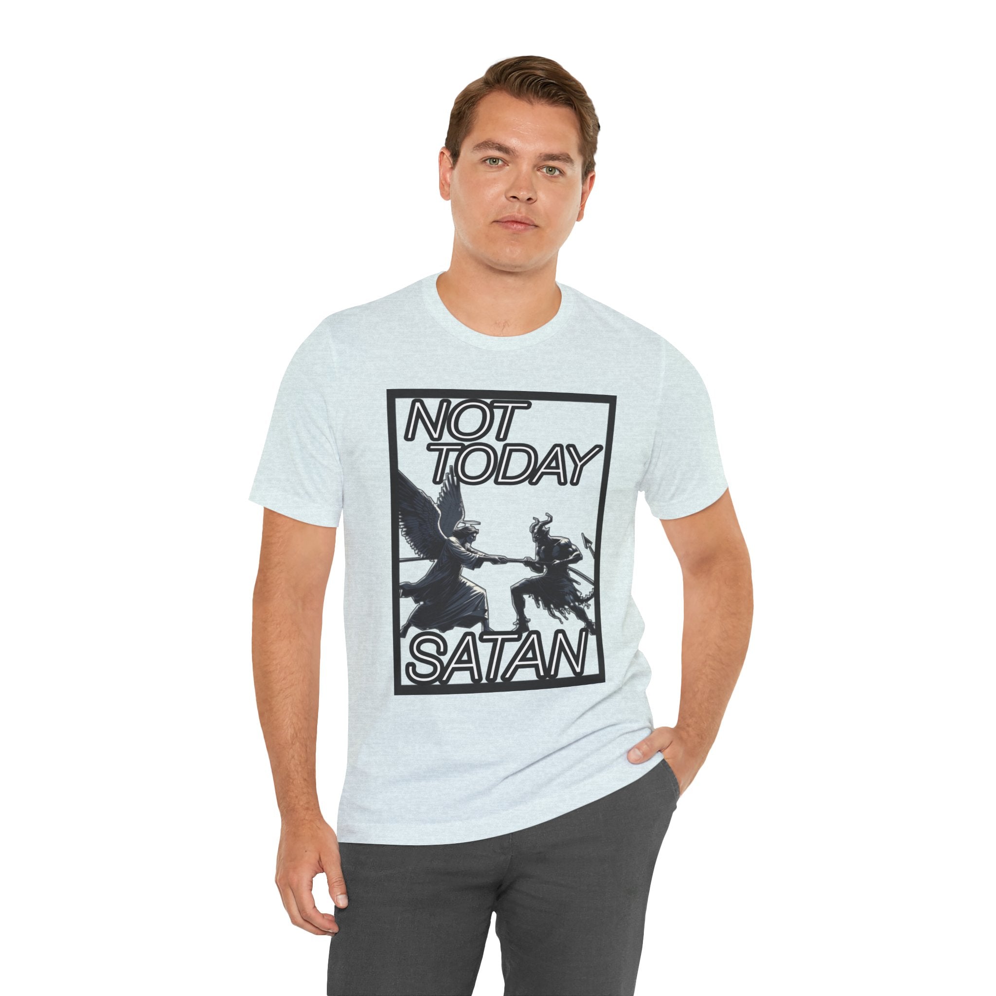 "Not Today Satan" Angel vs Demon Tug Of War Graphic Tee