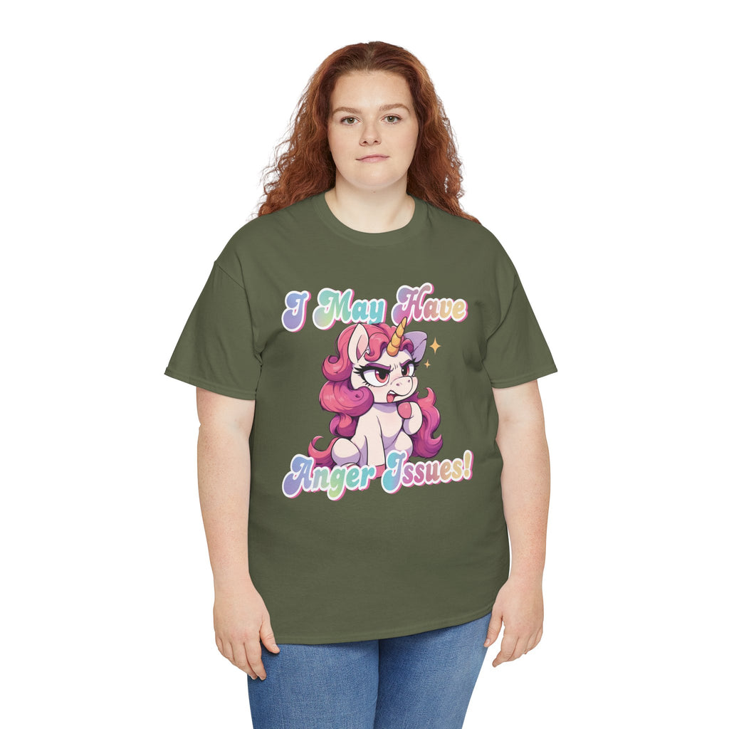 "I May Have Anger Issues" Cute Angry Unicorn Pastel Graphic Tee