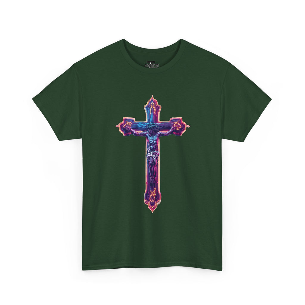 "Self Sacrifice" Neon Christian Cross Graphic Tee