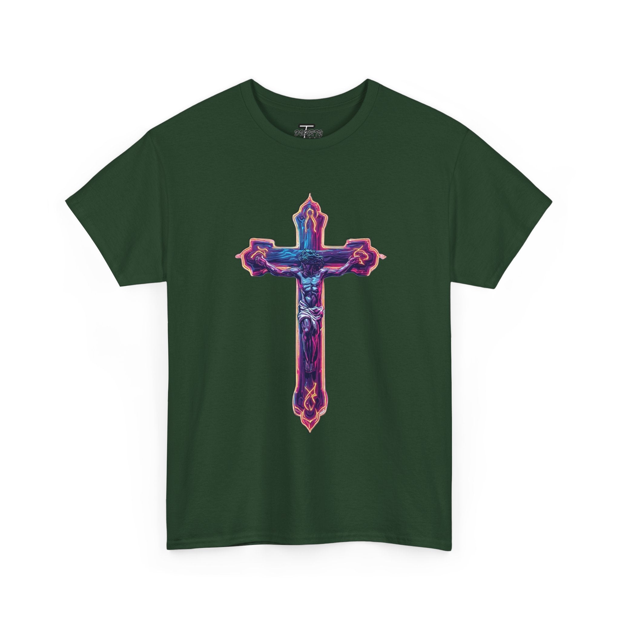 "Self Sacrifice" Neon Christian Cross Graphic Tee