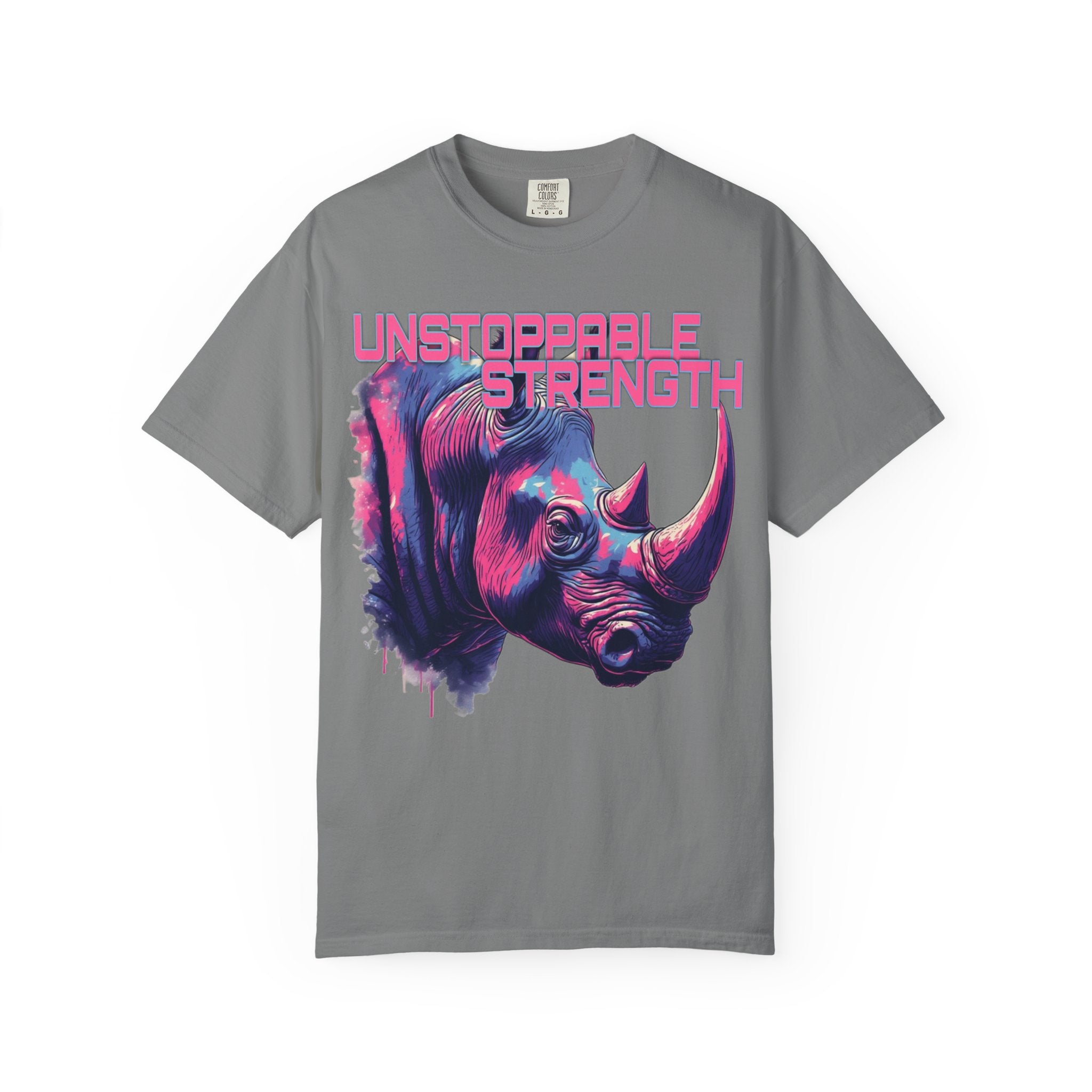 Unstoppable Strength Rhino T-Shirt — Bold Neon