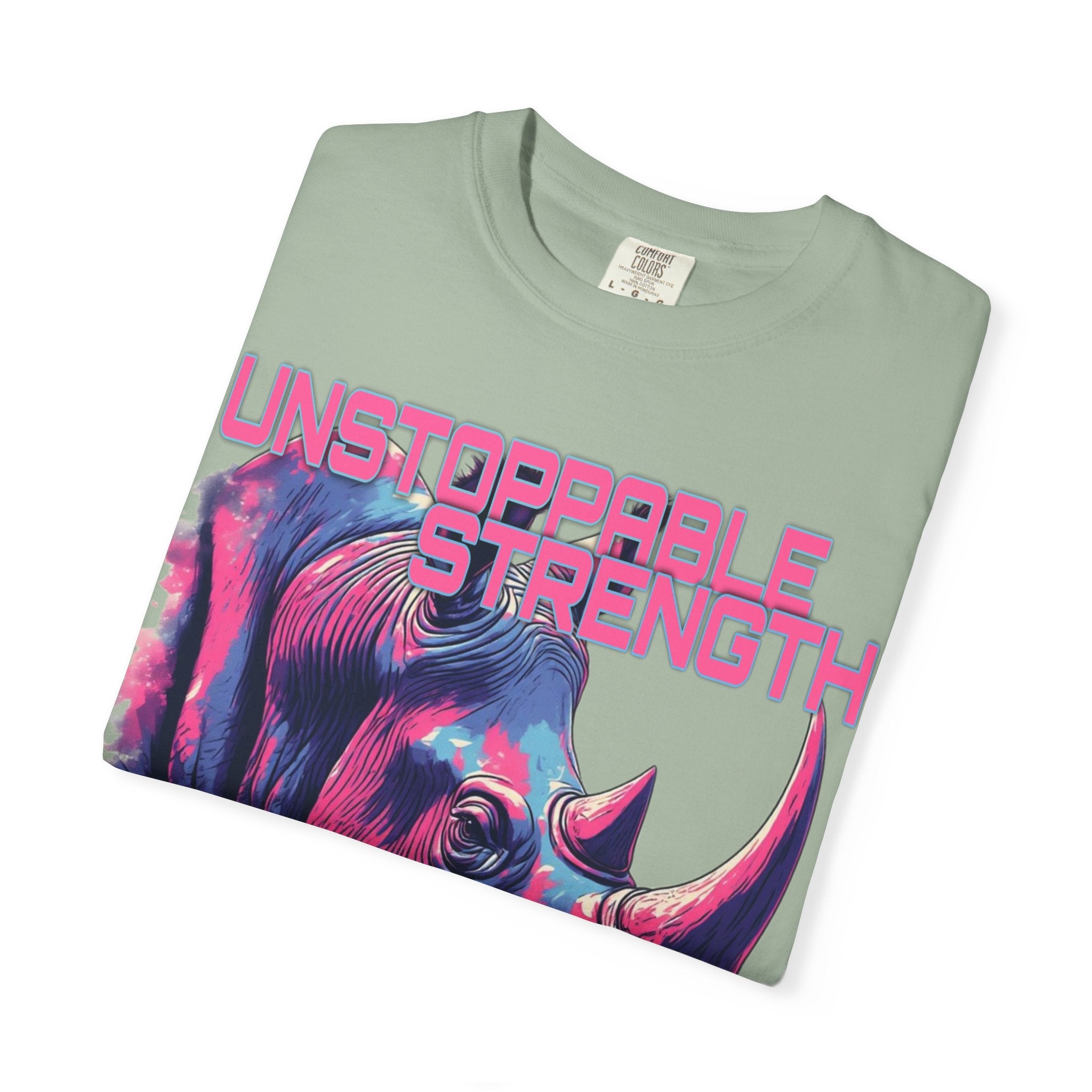 Unstoppable Strength Rhino T-Shirt — Bold Neon
