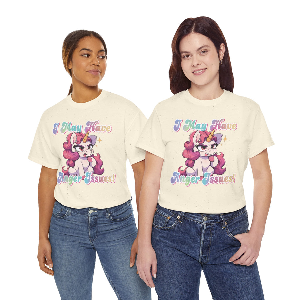 "I May Have Anger Issues" Cute Angry Unicorn Pastel Graphic Tee