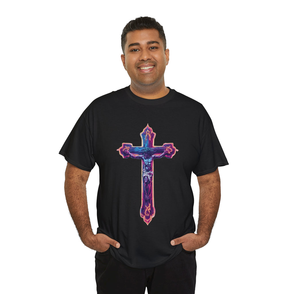 "Self Sacrifice" Neon Christian Cross Graphic Tee