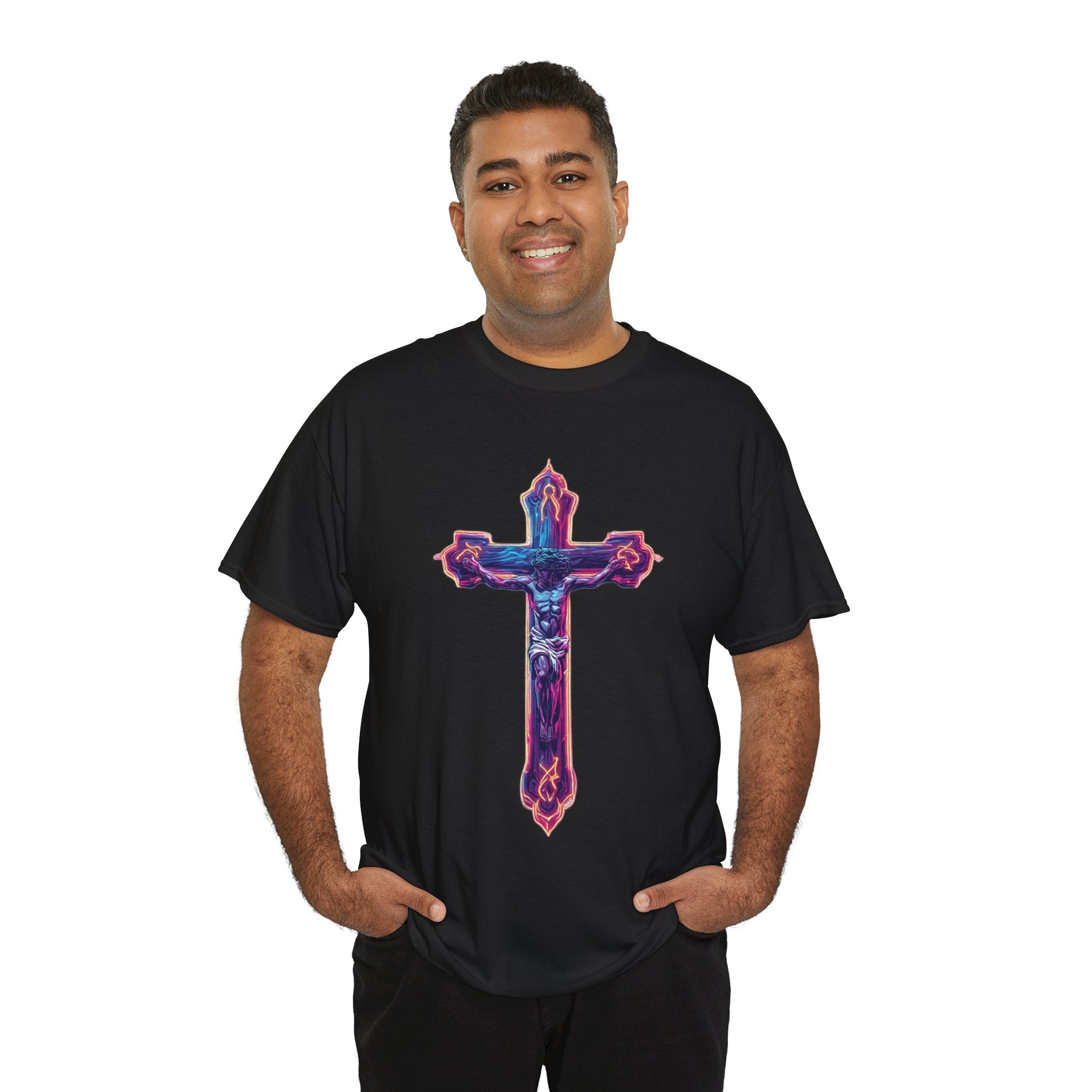 "Self Sacrifice" Neon Christian Cross Graphic Tee