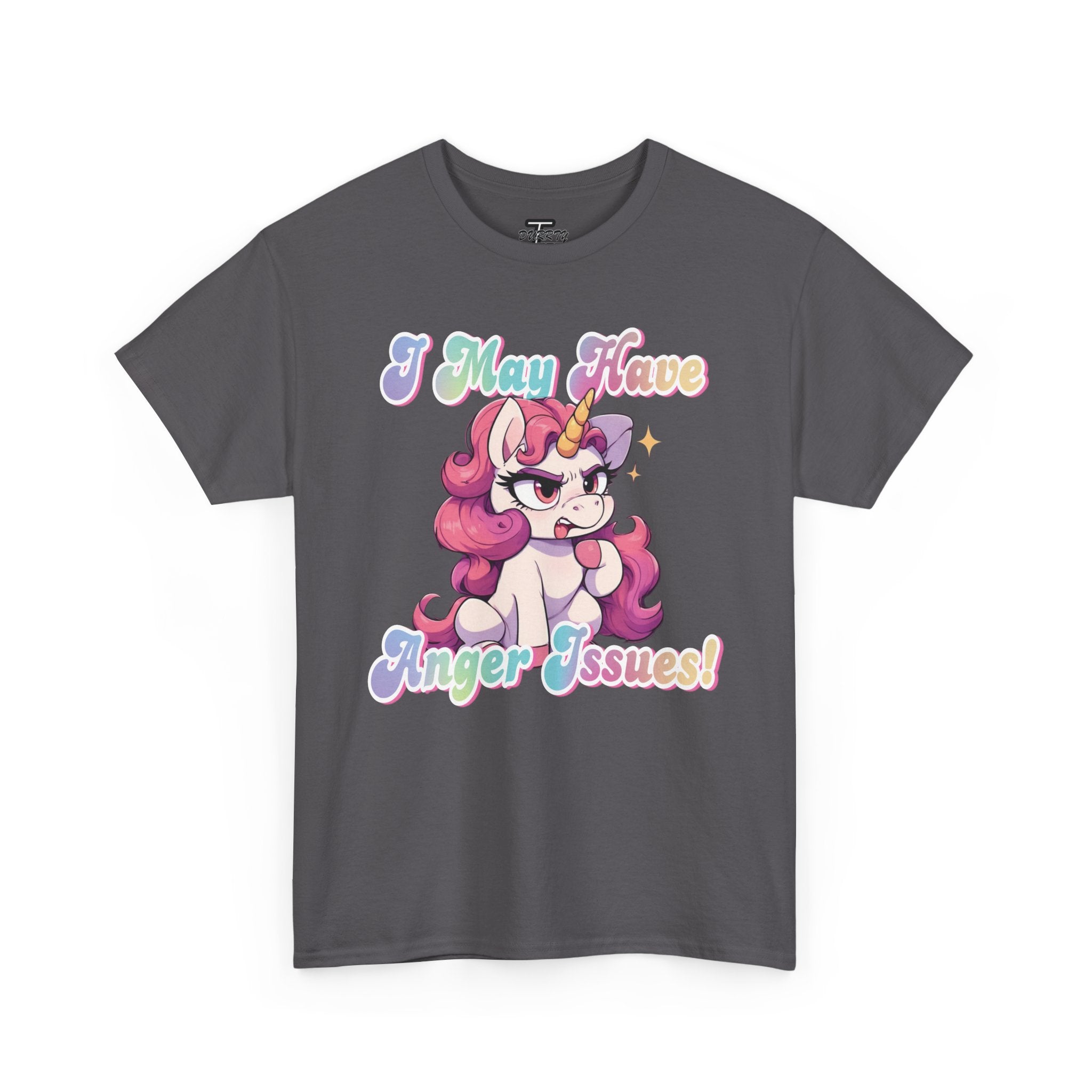 "I May Have Anger Issues" Cute Angry Unicorn Pastel Graphic Tee