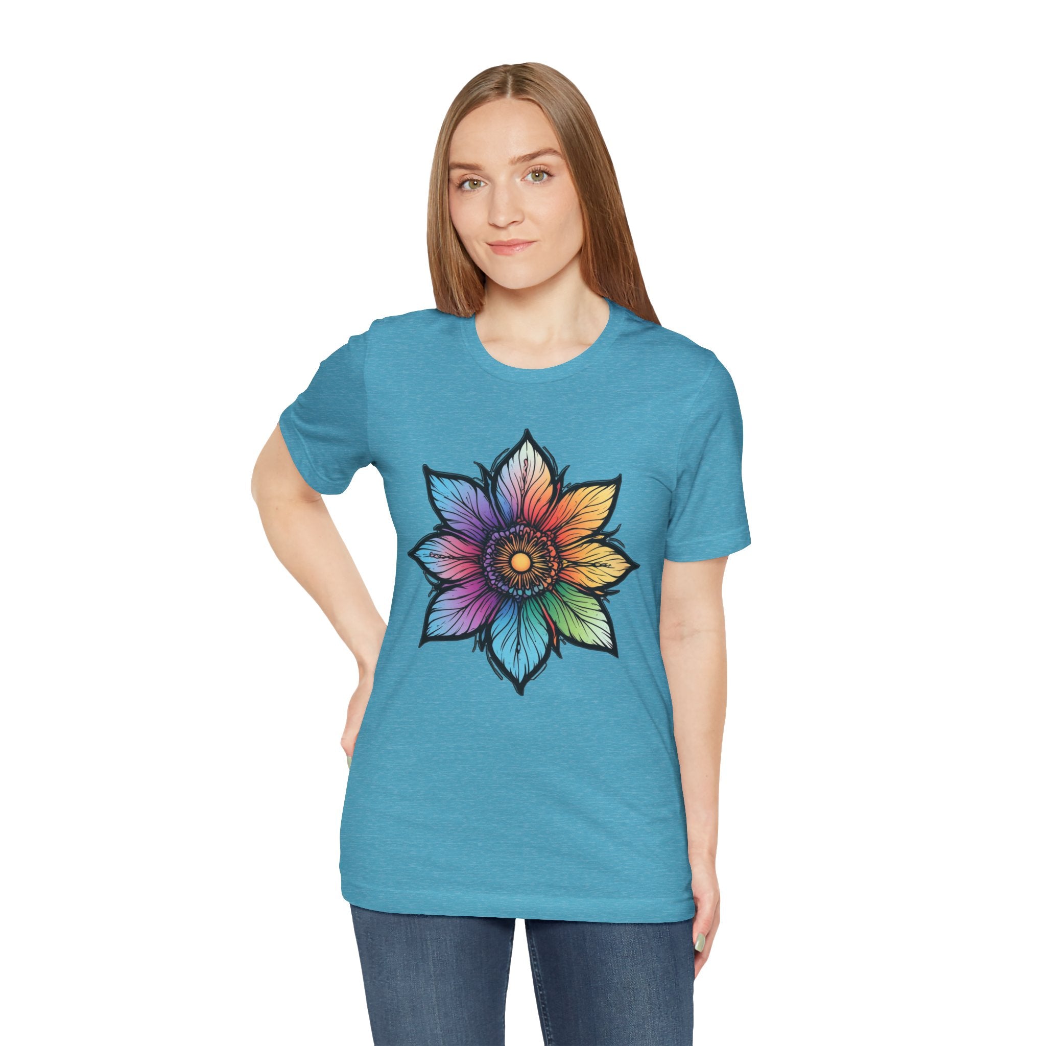 "Flower Power" Rainbow Colorful Graphic Tee