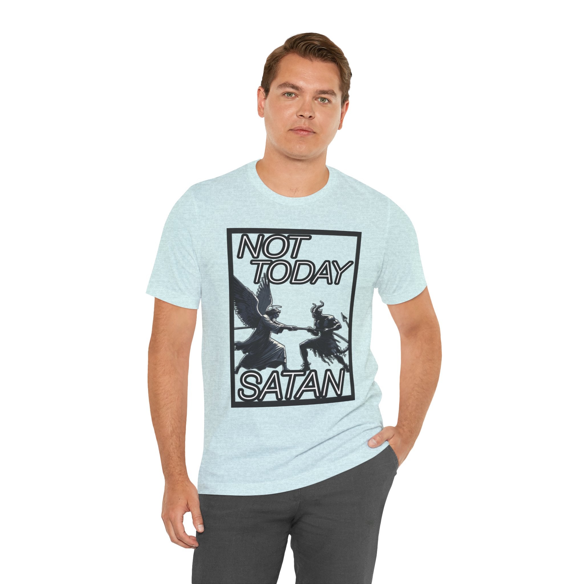 "Not Today Satan" Angel vs Demon Tug Of War Graphic Tee