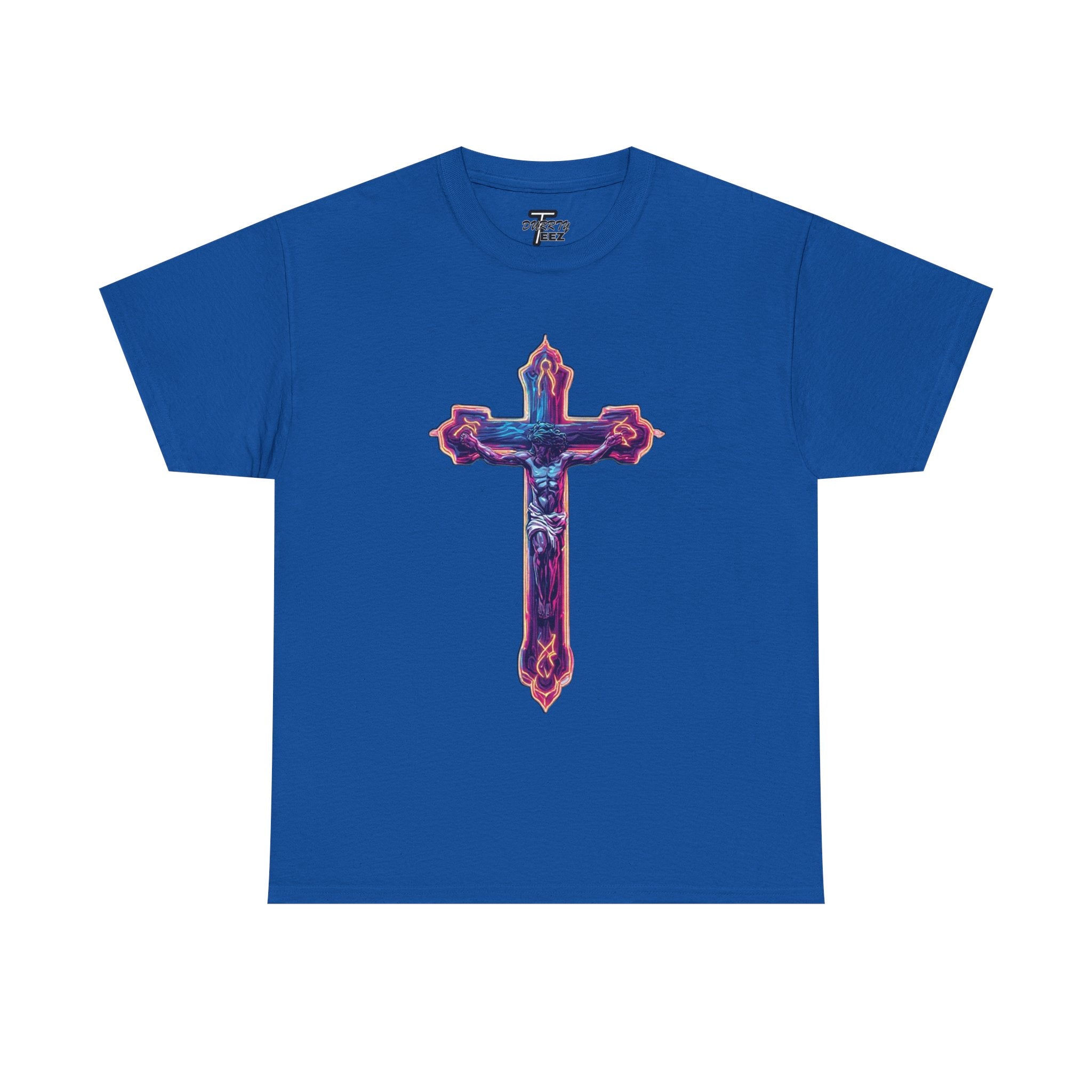 "Self Sacrifice" Neon Christian Cross Graphic Tee